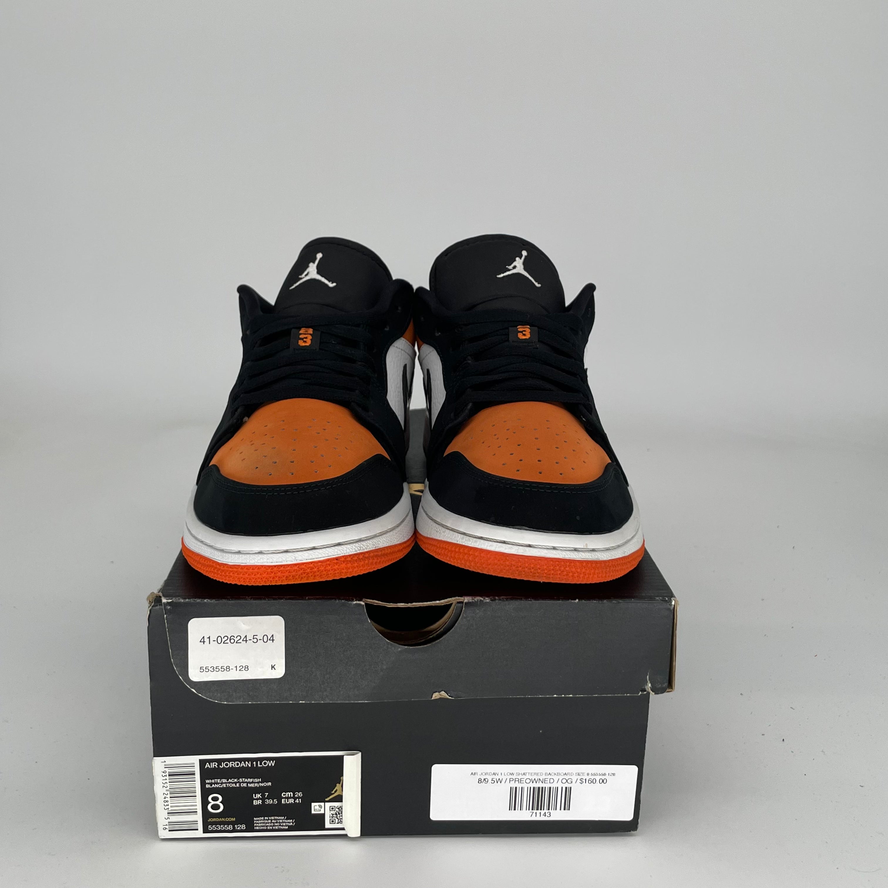 AIR JORDAN 1 LOW SHATTERED BACKBOARD SIZE 8 553558-128