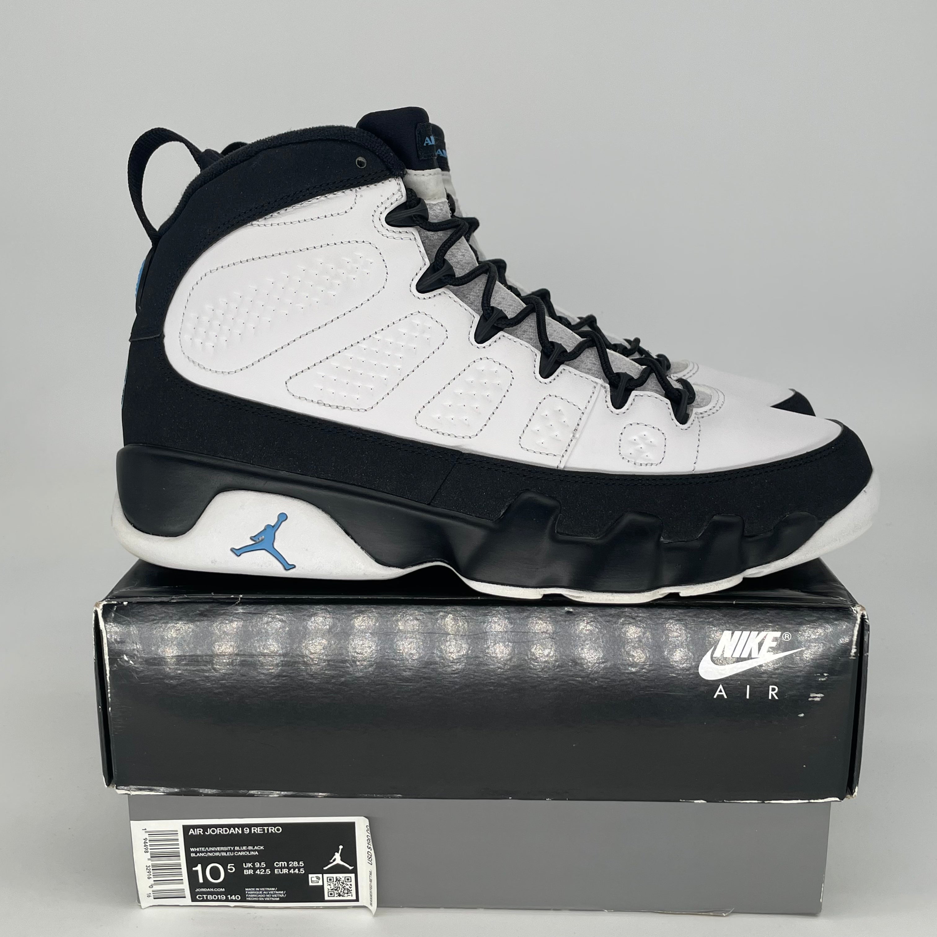 AIR JORDAN 9 UNIVERSITY BLUE CT8019-140 SIZE 10.5/12W
