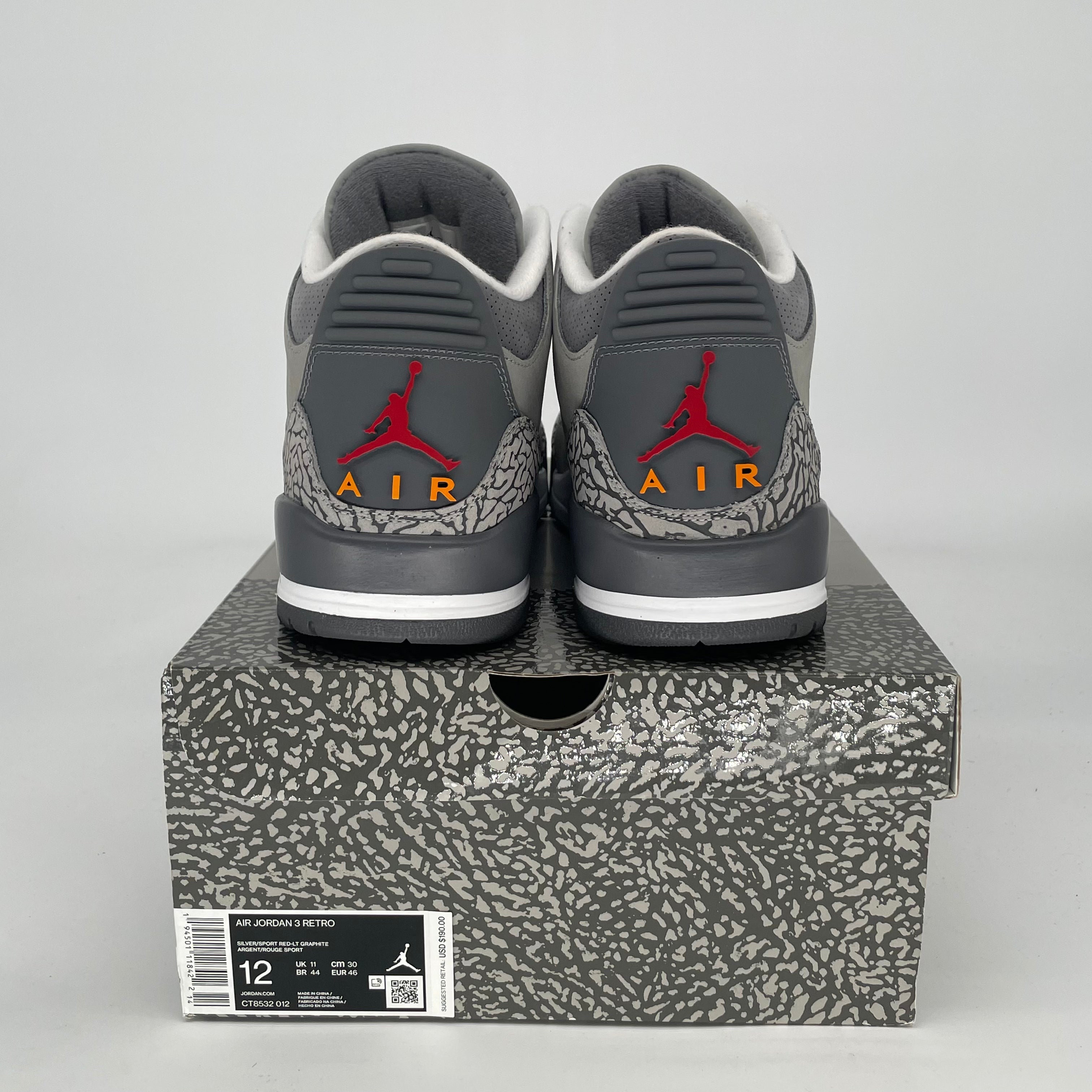 AIR JORDAN 3 COOL GREY CT8532-012 SIZE 12/13.5W