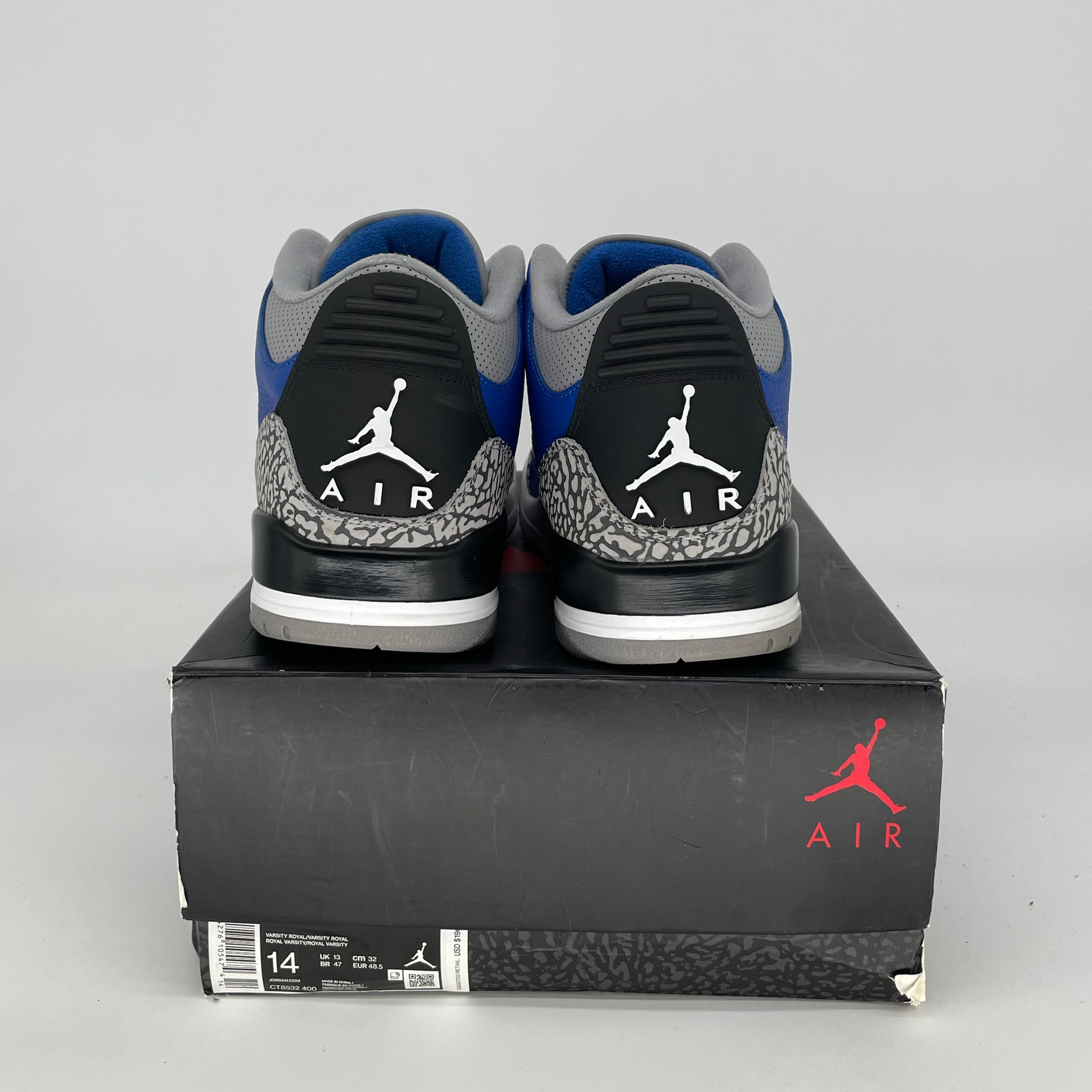 AIR JORDAN 3 VARSITY ROYAL CEMENT SIZE 14 CT8532-400