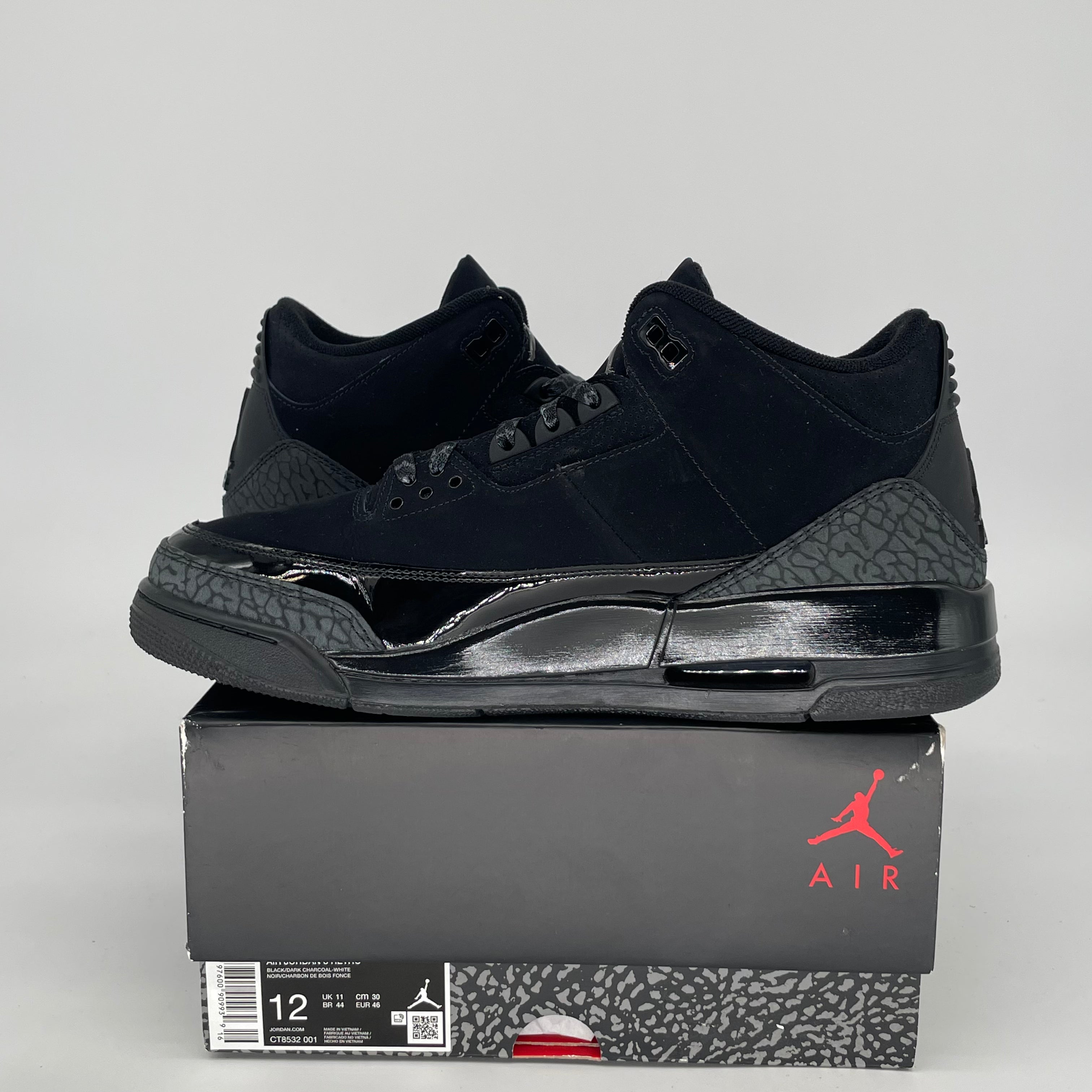 AIR JORDAN 3 BLACK CAT CT8532-001 SIZE 12/13.5W