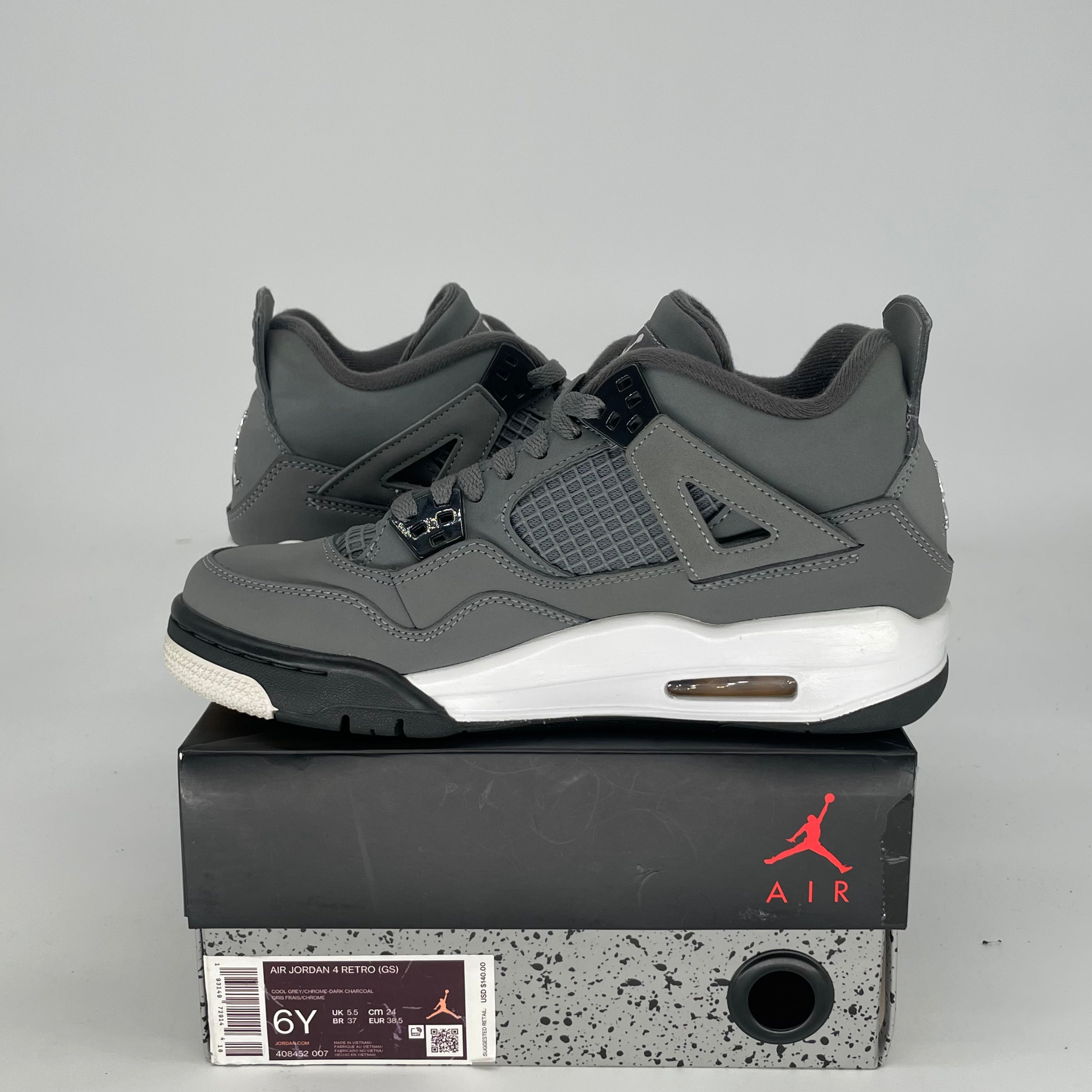 AIR JORDAN 4 COOL GREY 408452-007 SIZE 6/7.5W