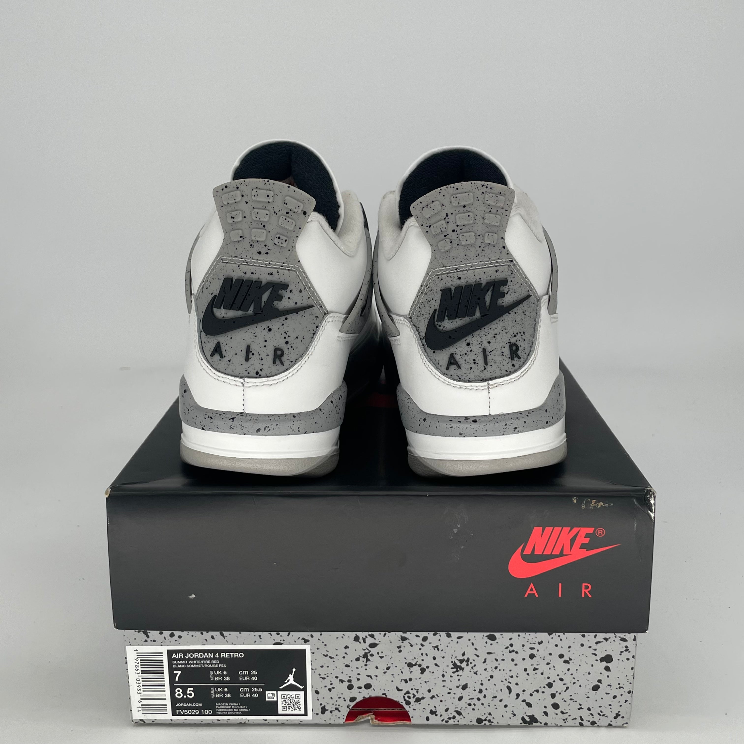AIR JORDAN 4 WHITE CEMENT FV5029-100 SIZE 7/8.5W