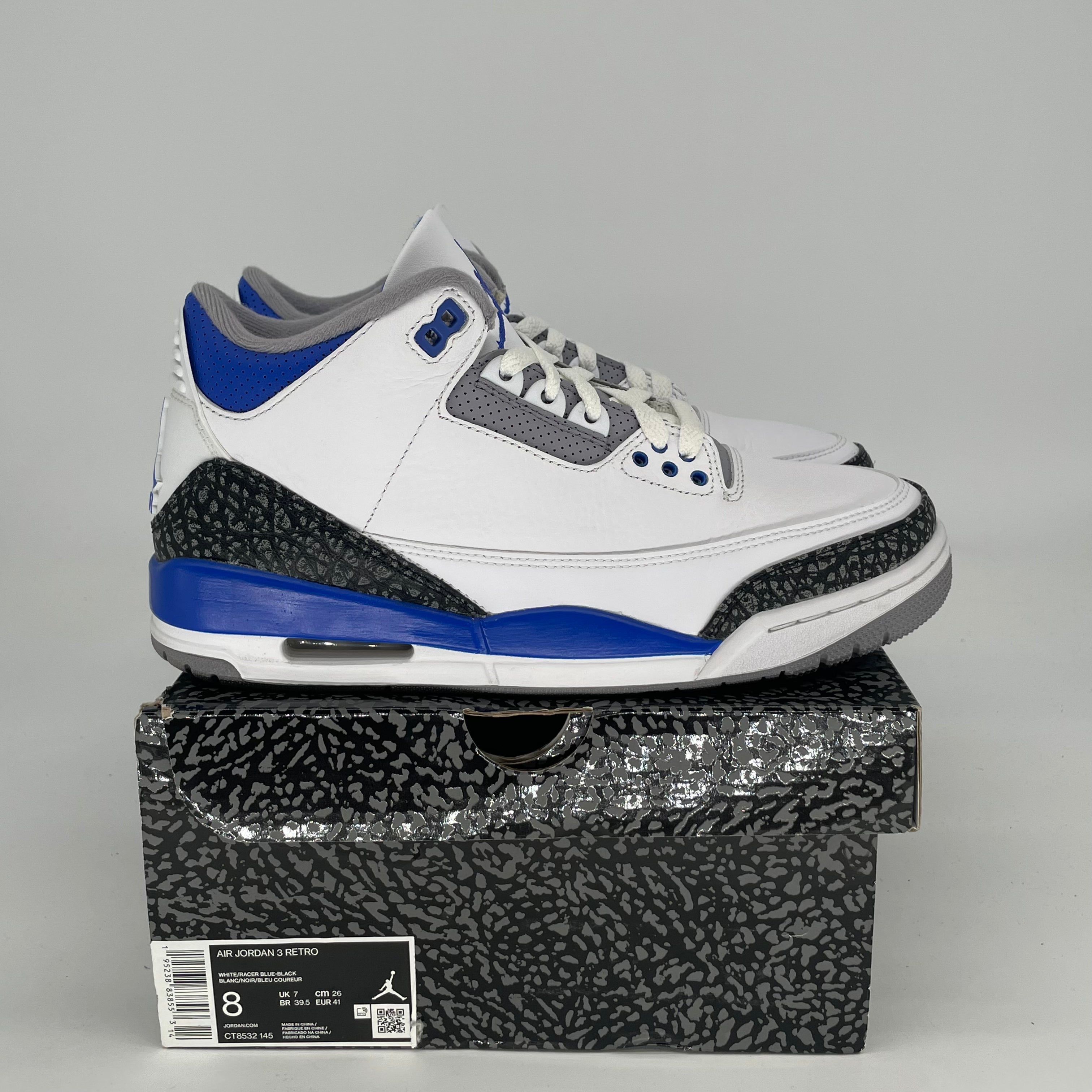 AIR JORDAN 3 RACER BLUE CT8532-145 SIZE 8/9.5W