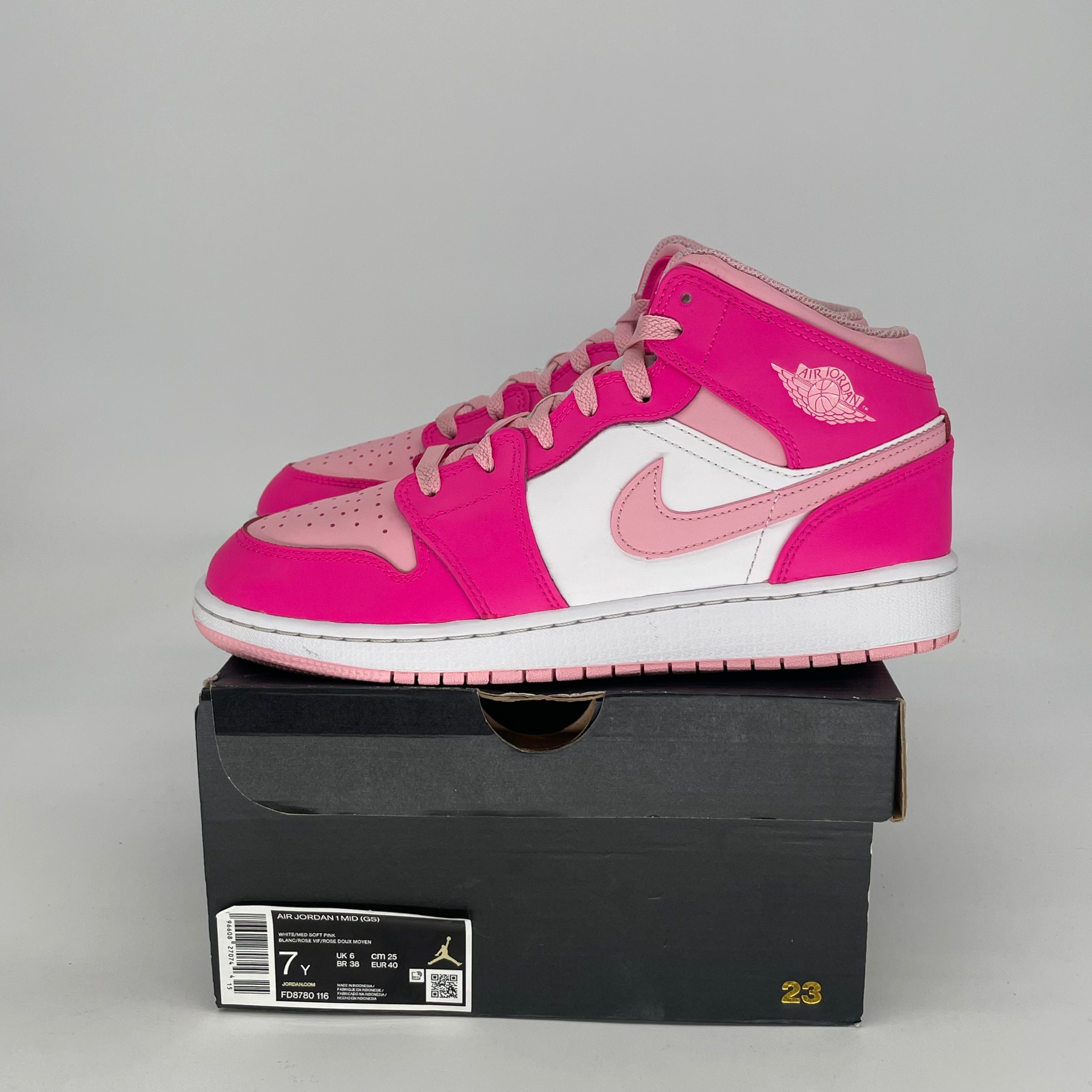 AIR JORDAN 1 MID FIERCE PINK FD8780-116 SIZE 7/8.5W