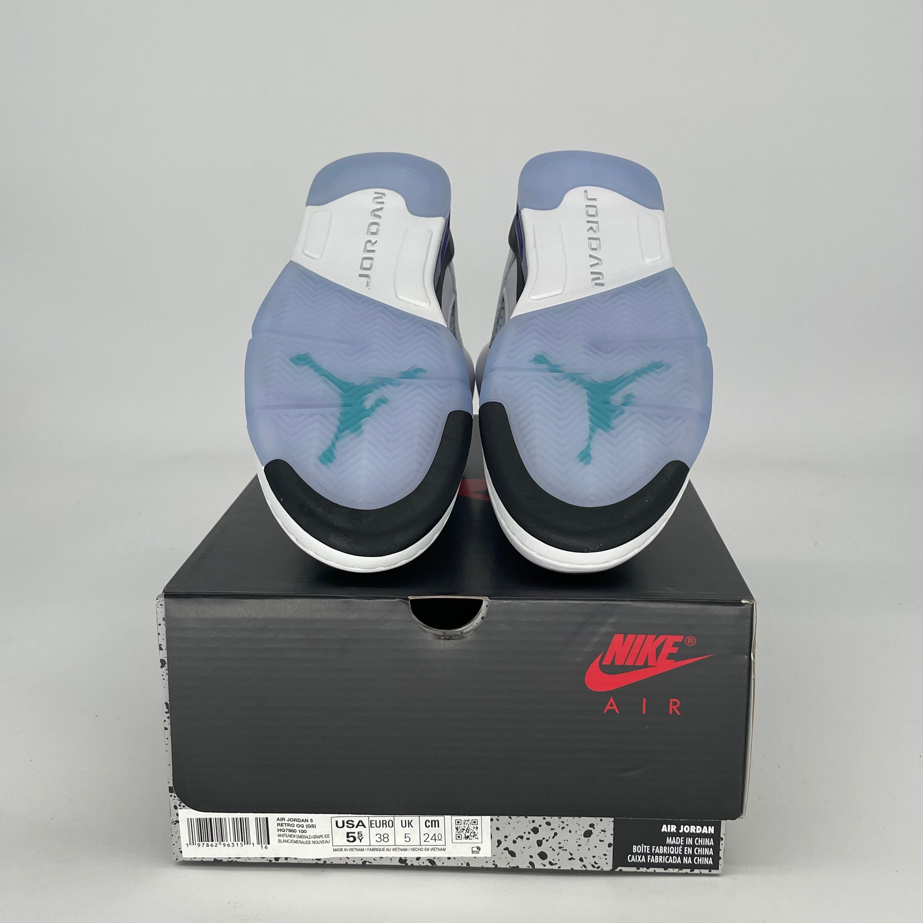 AIR JORDAN 5 GRAPE HQ7980-100 SIZE 5.5/7W