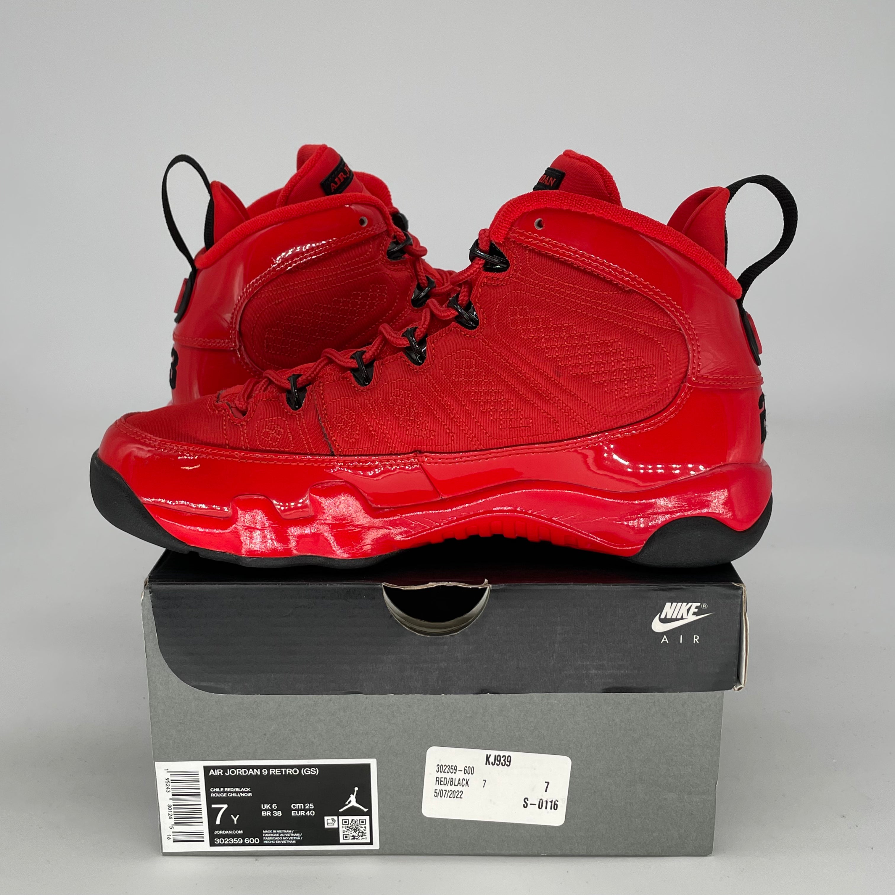 AIR JORDAN 9 CHILE RED SIZE 7/8.5W 302359-600