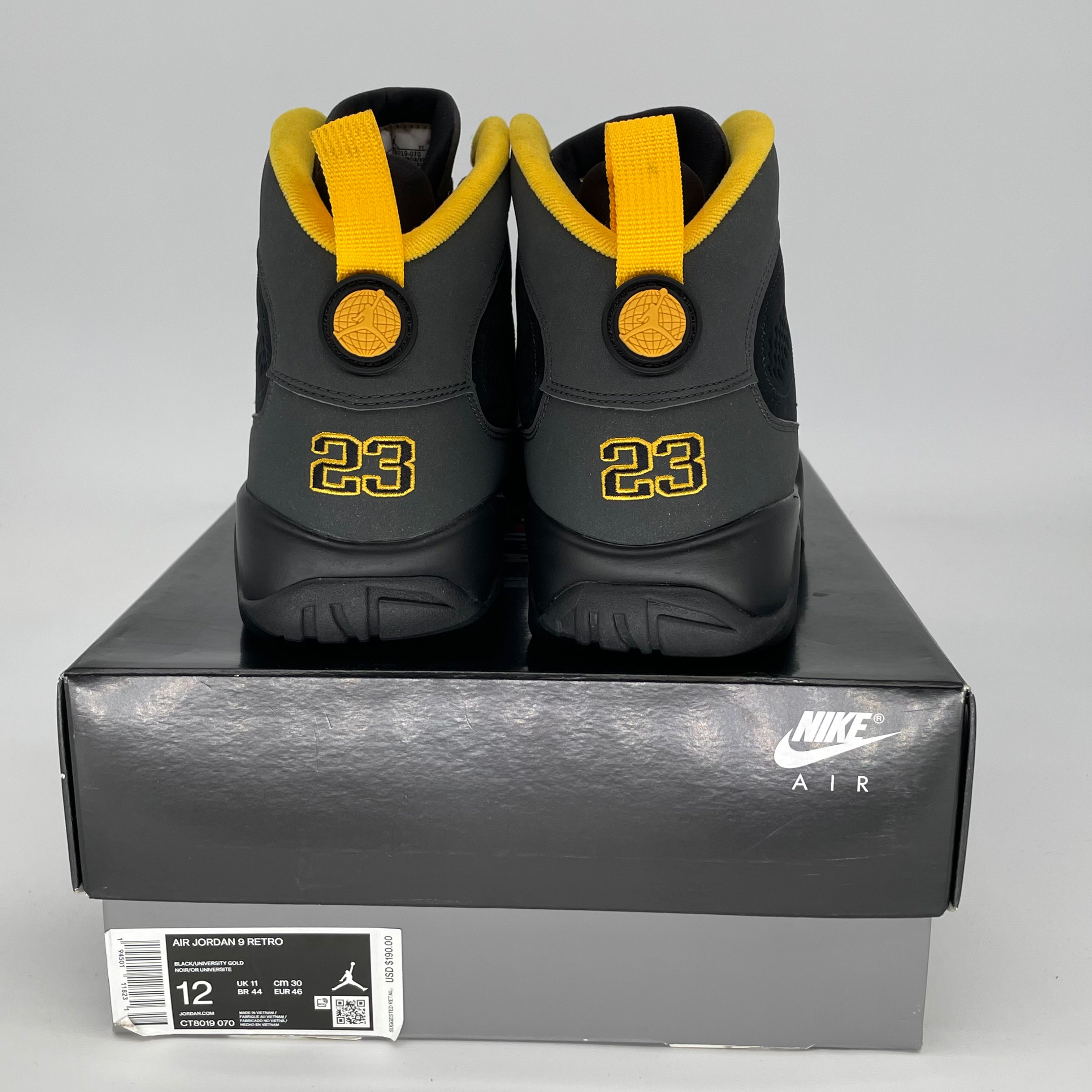 AIR JORDAN 9 UNIVERSITY GOLD SIZE 12 CT8019-070