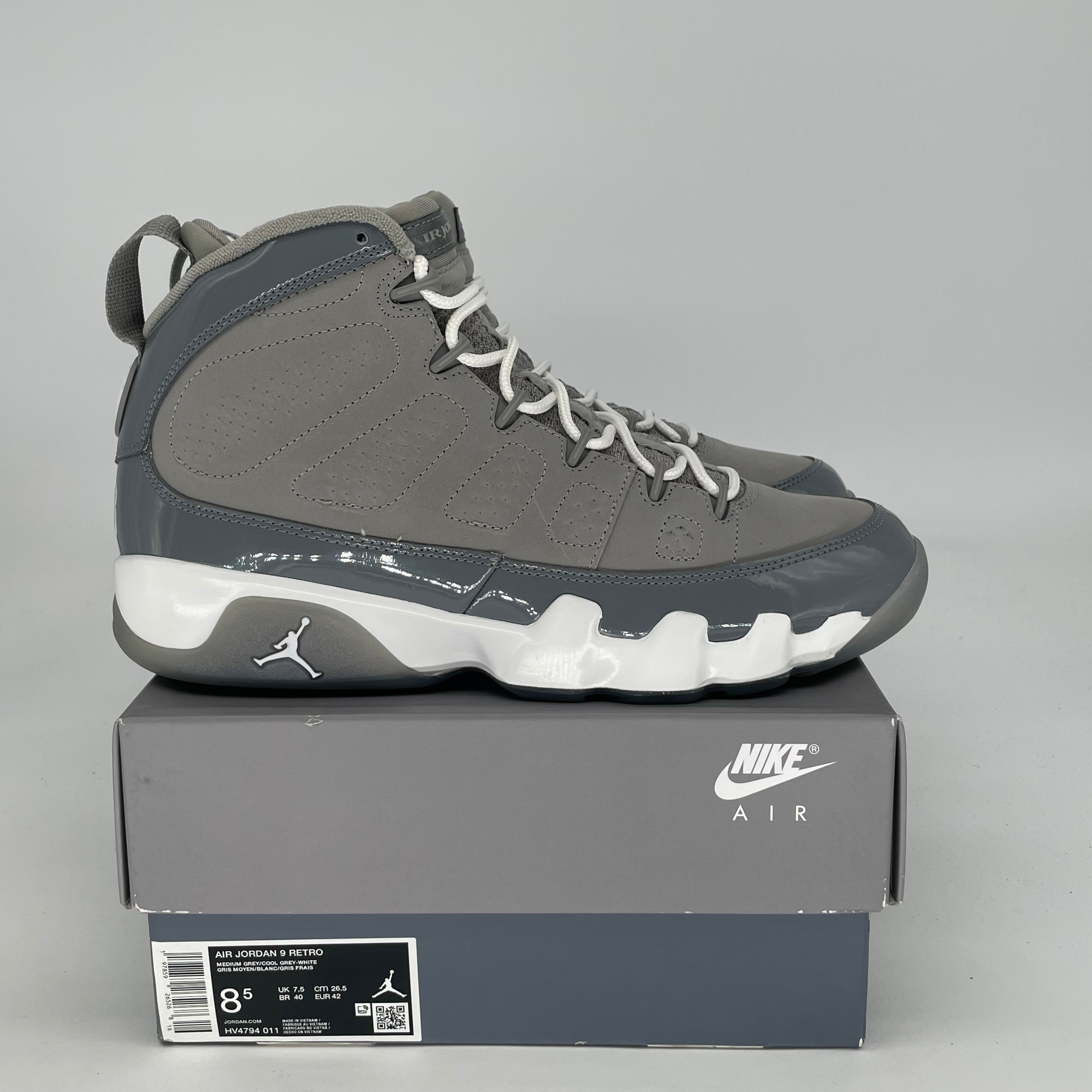 AIR JORDAN 9 COOL GREY HV4794-011 SIZE 8.5/10W