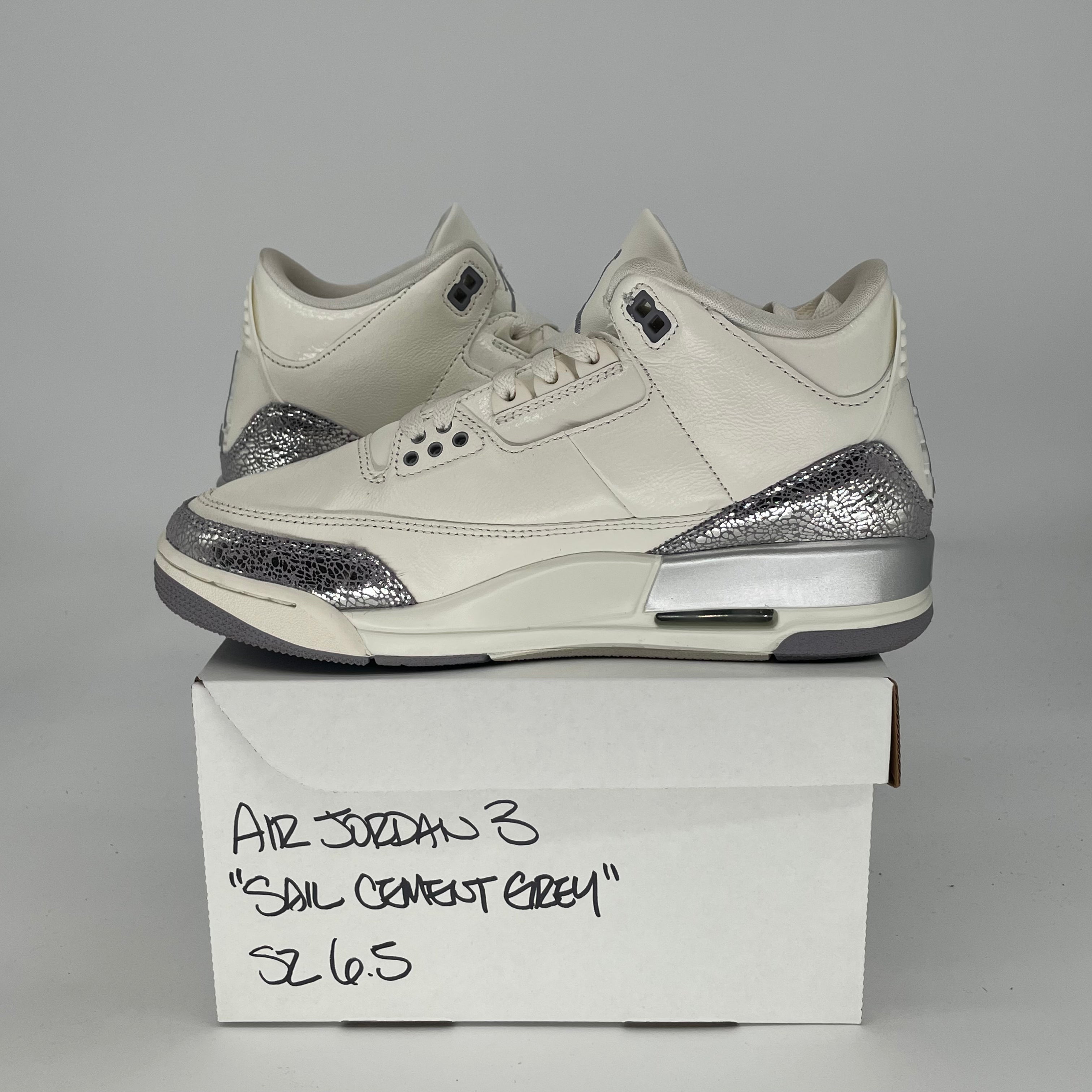 AIR JORDAN 3 SAIL CEMENT GREY W CK9246-100 SIZE 6.5/8W