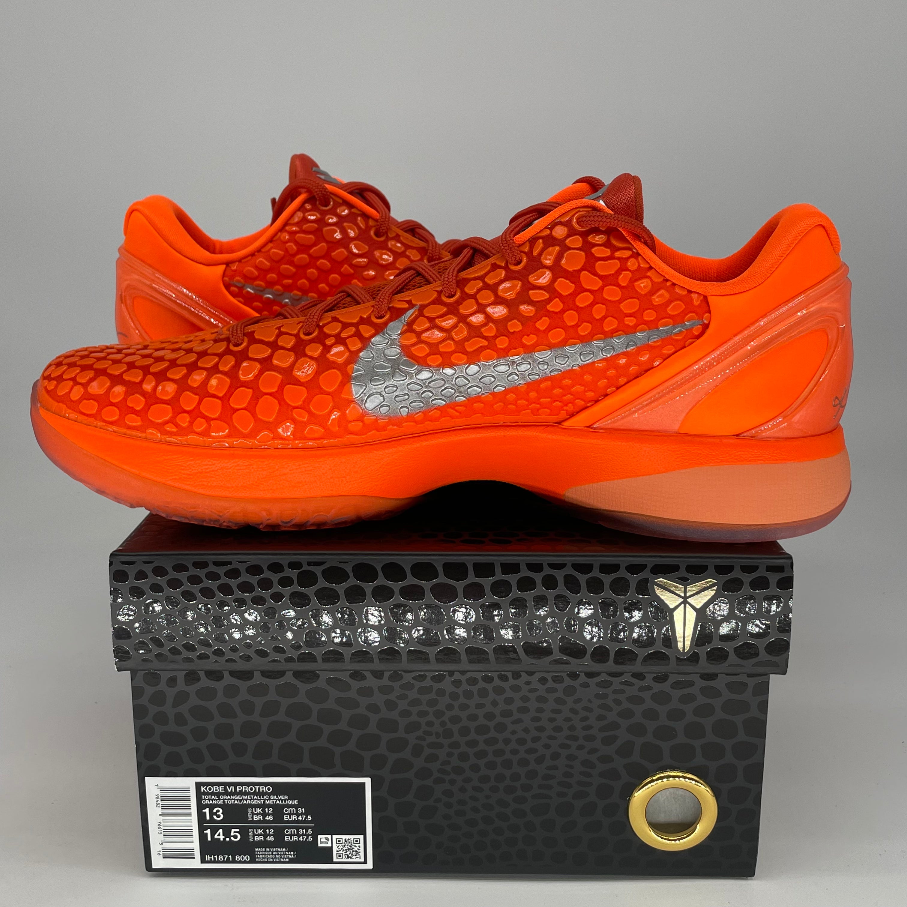 NIKE KOBE 6 PROTRO TOTAL ORANGE IH1871-800 SIZE 13/14.5W