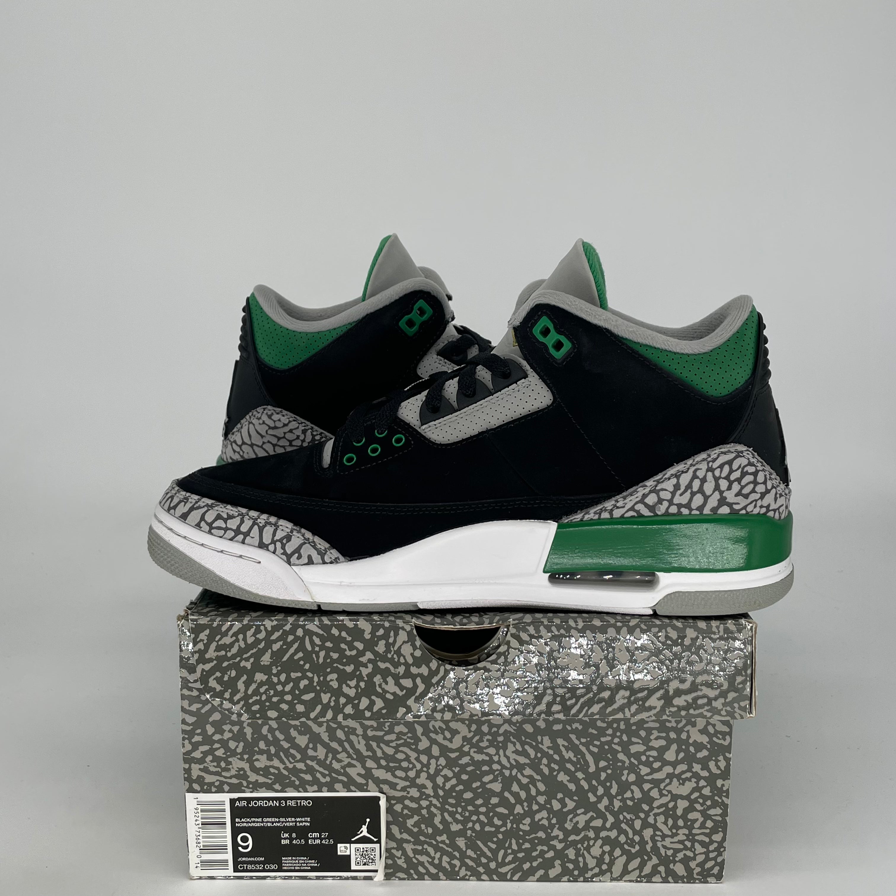 AIR JORDAN 3 PINE GREEN CT8532-030 SIZE 9/10.5W