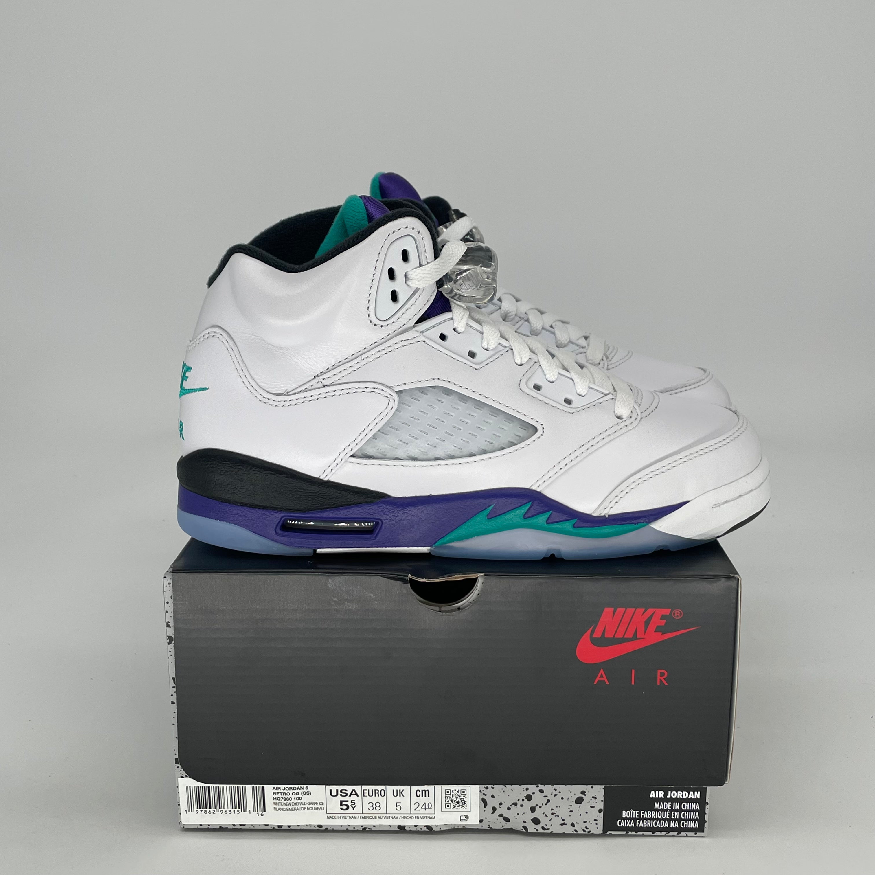 AIR JORDAN 5 GRAPE HQ7980-100 SIZE 5.5/7W