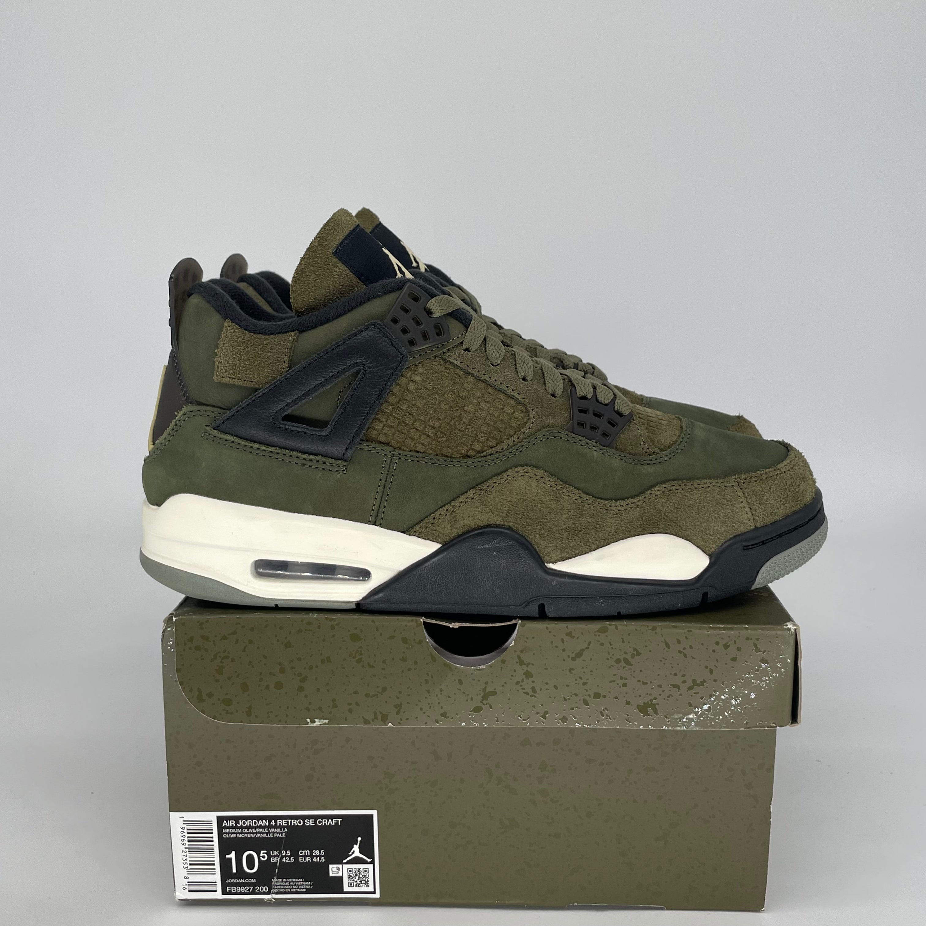 AIR JORDAN 4 CRAFT MEDIUM OLIVE FB9927-200 SIZE 10.5/12W