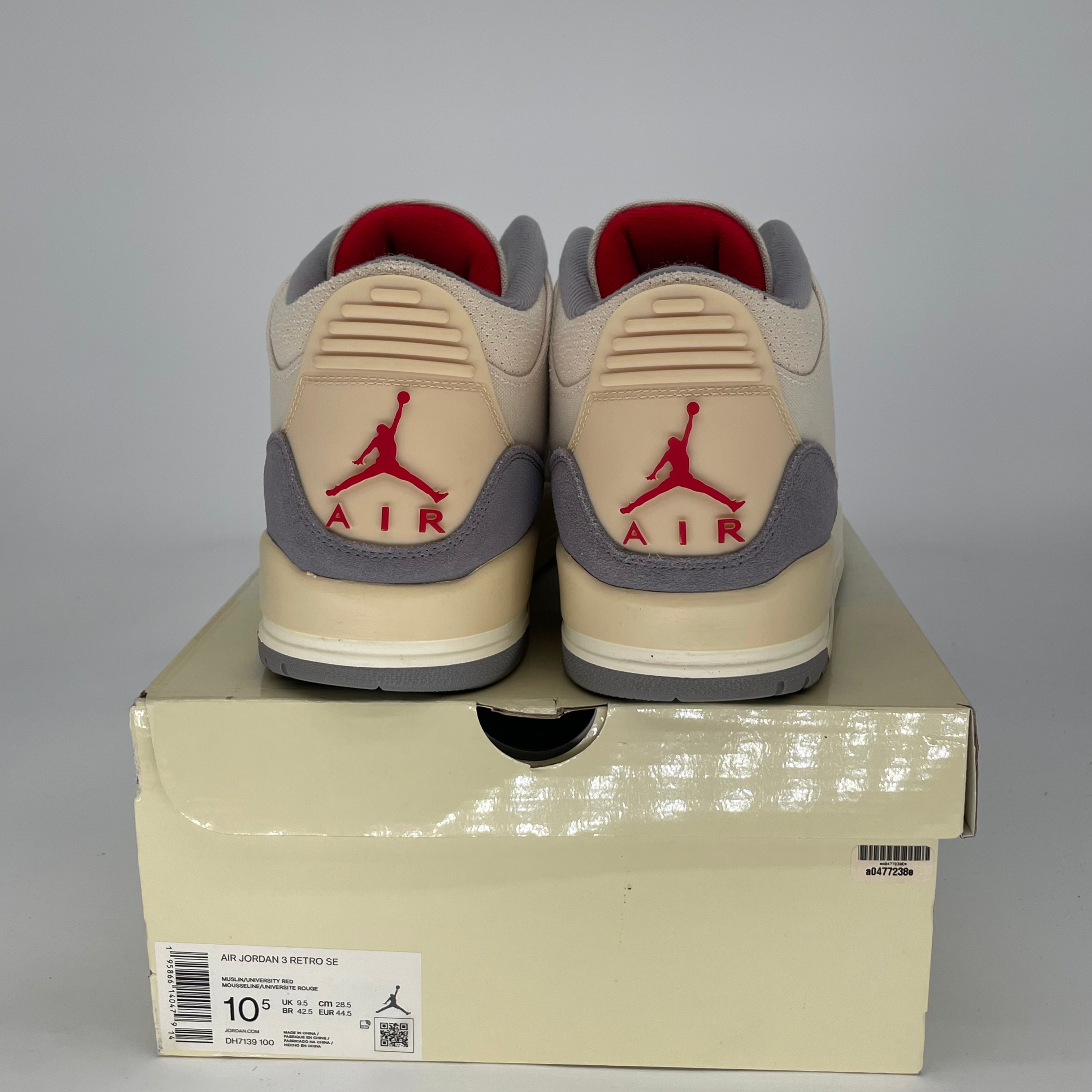 AIR JORDAN 3 MUSLIN DH7139-100 SIZE 10.5/12W