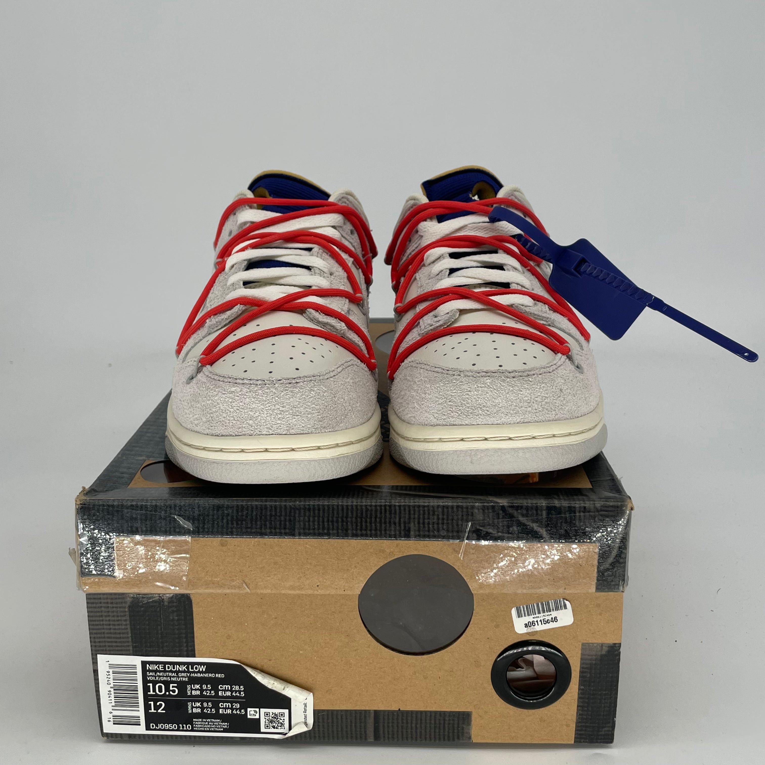 OFF WHITE X NIKE DUNK LOW LOT 13 DJ0950-110 SIZE 10.5/12W