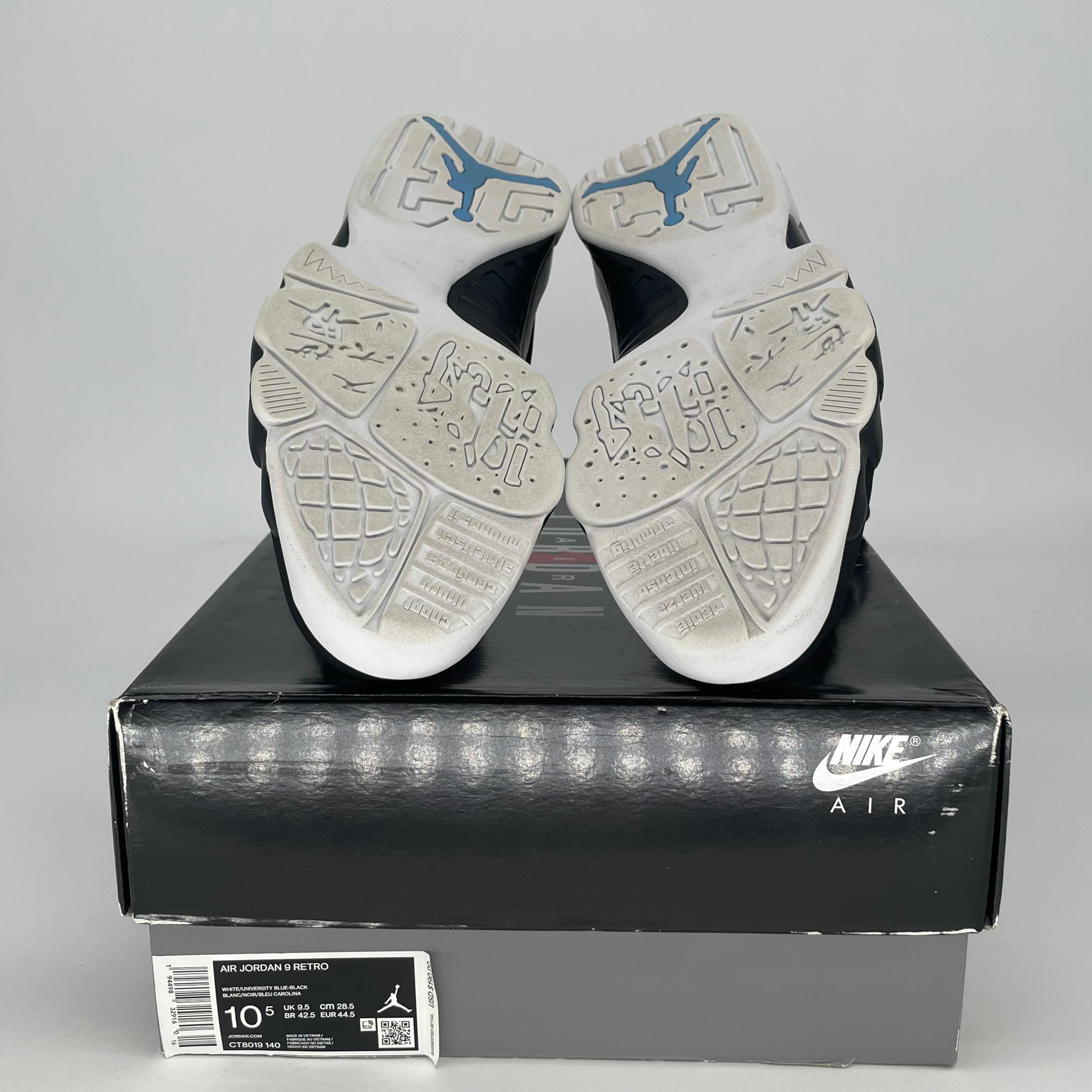 AIR JORDAN 9 UNIVERSITY BLUE CT8019-140 SIZE 10.5/12W
