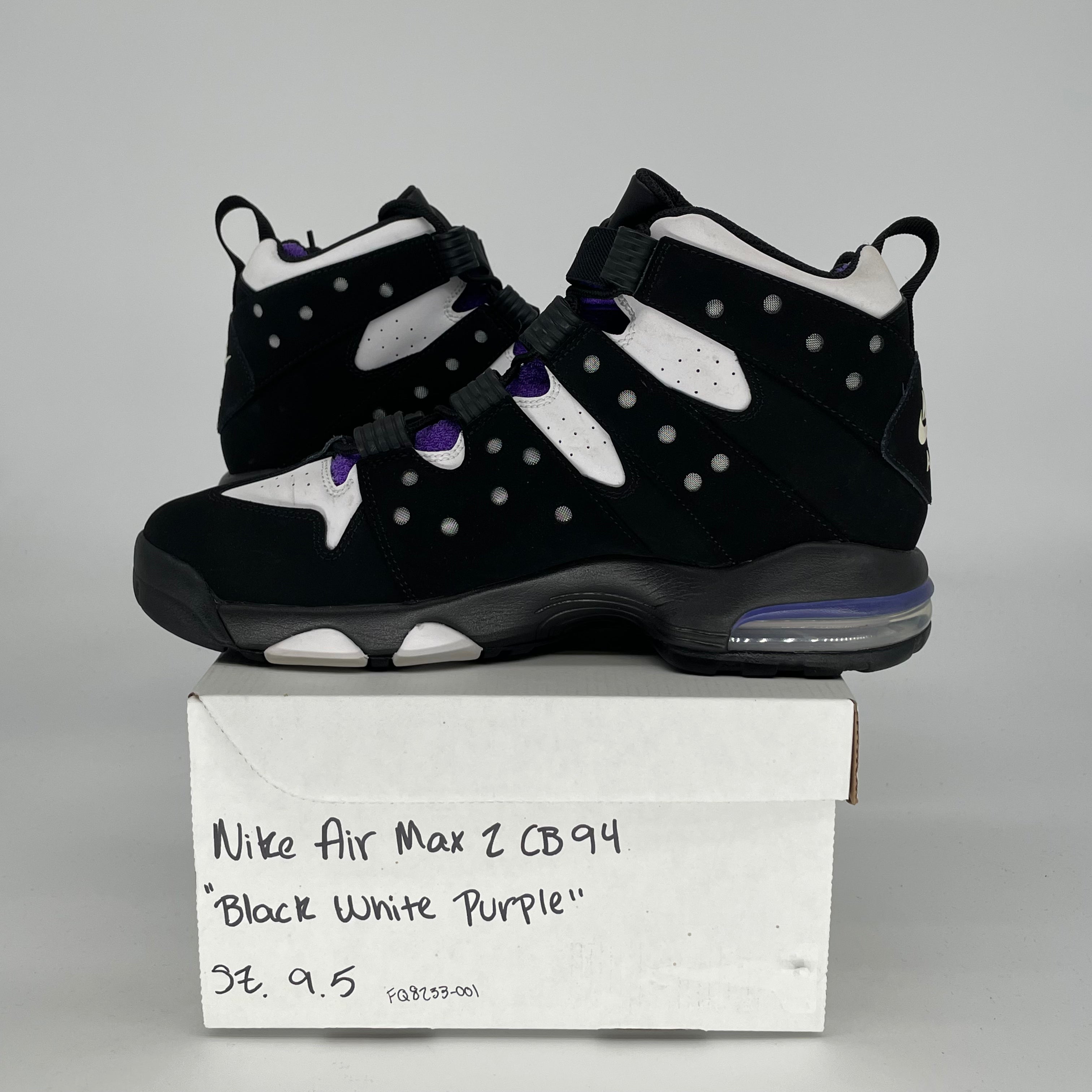 NIKE AIR MAX 2 CB 94 BLACK WHITE PURPLE SIZE 9.5/11W FQ8233-001