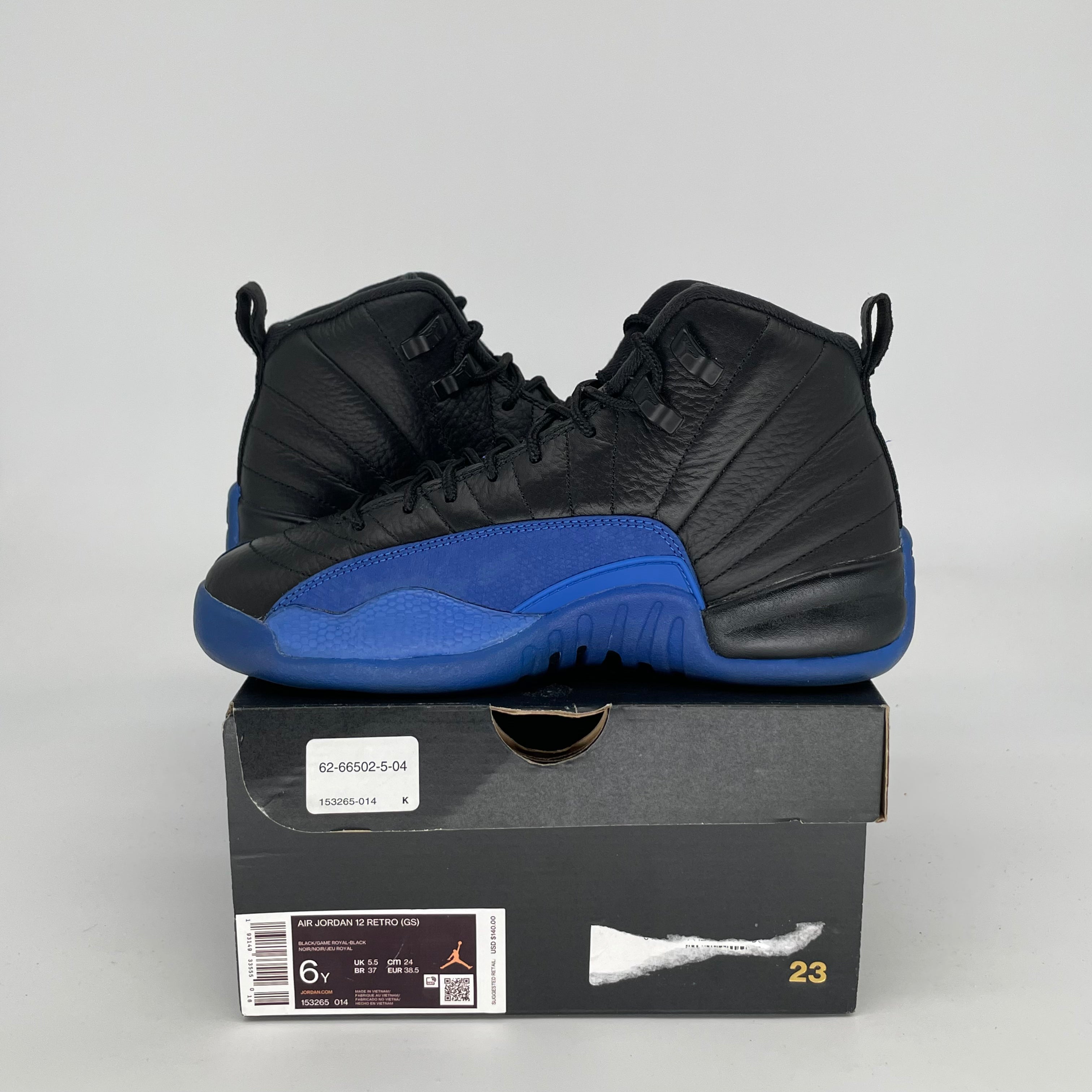AIR JORDAN 12 BLACK GAME ROYAL SIZE 6/7.5W 153265-014