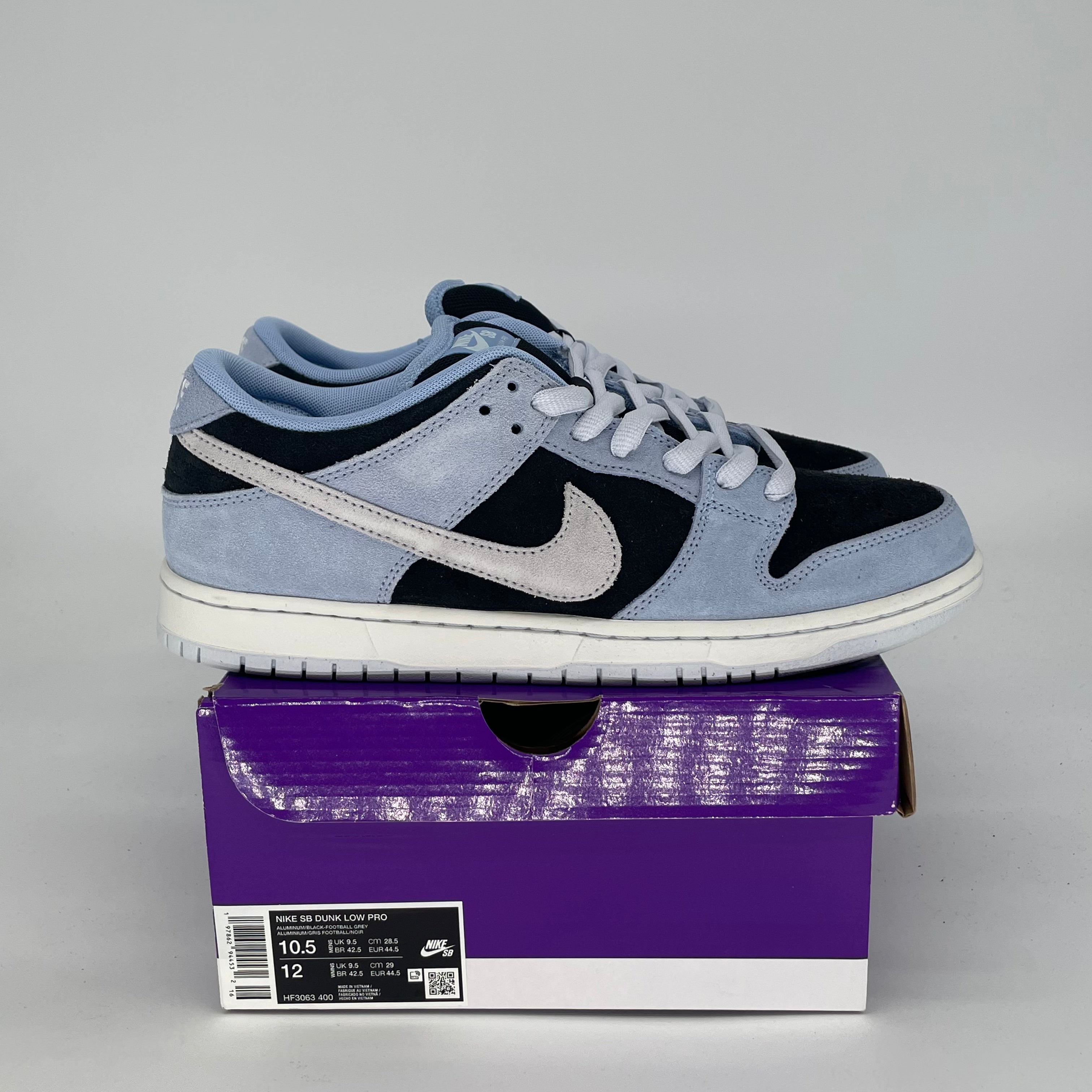 NIKE SB DUNK LOW BLACK ALUMINUM HF3063-400 SIZE 10.5/12W