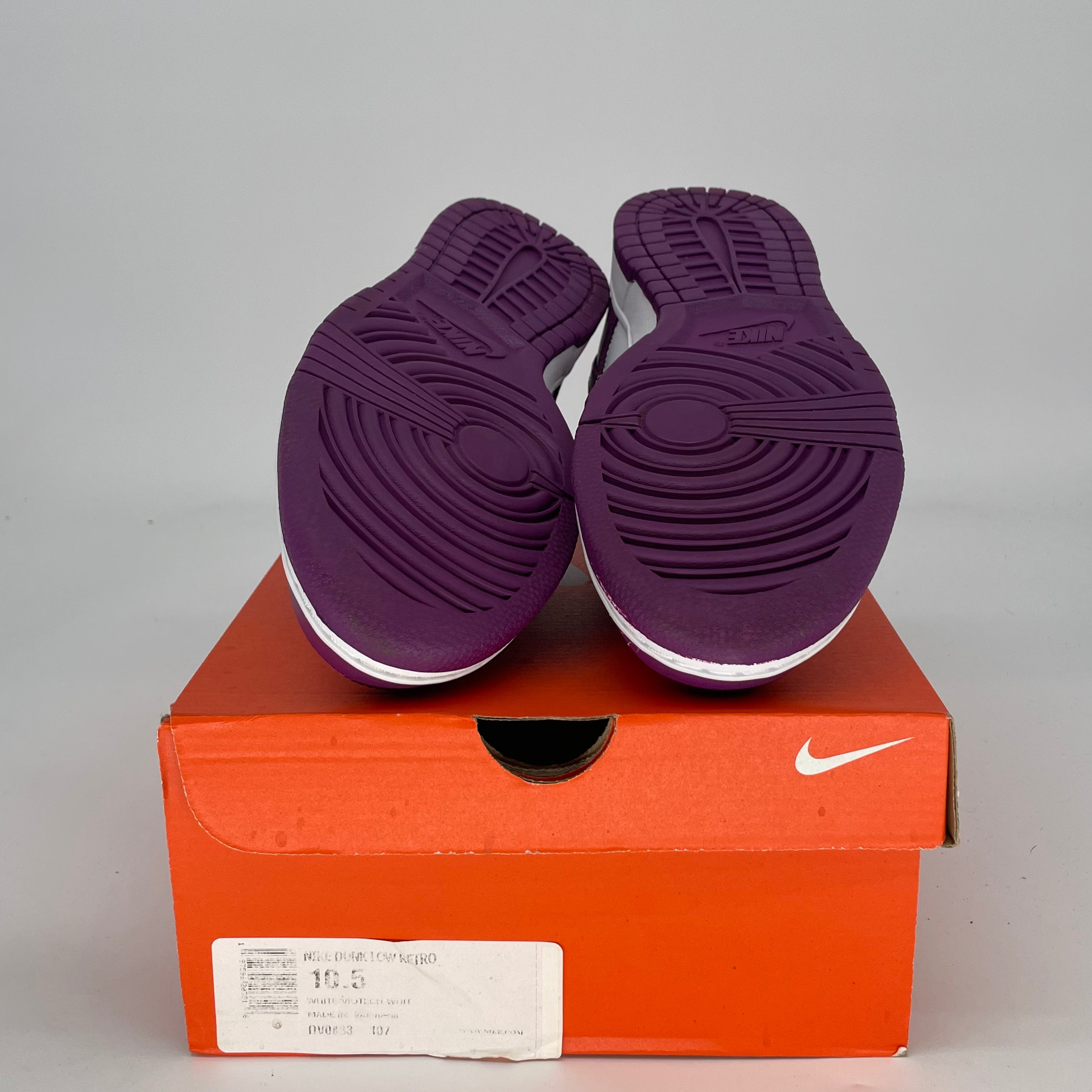 NIKE DUNK LOW WHITE VIOTECH DV0833-107 SIZE 10.5/12W