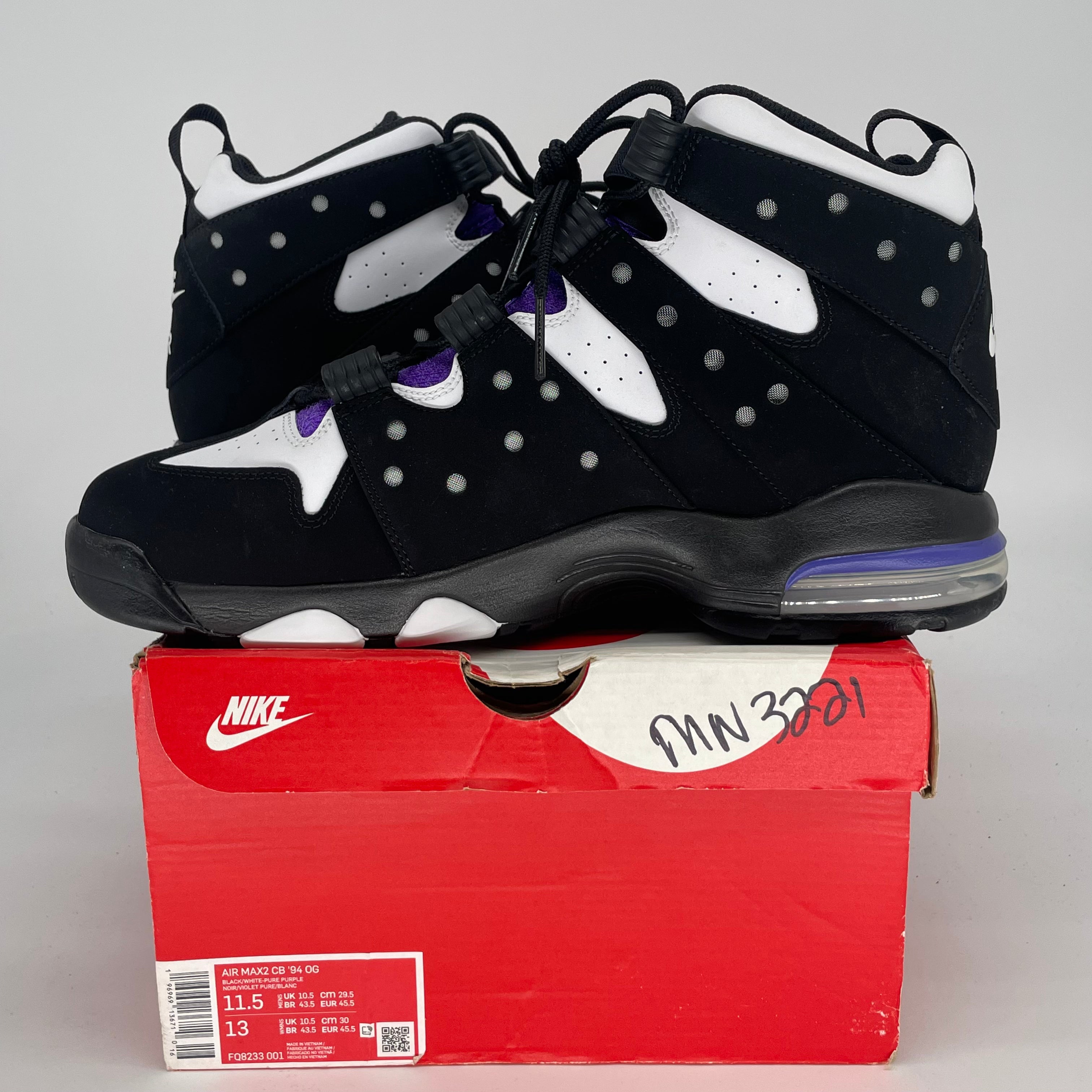 NIKE AIR MAX 2 CB 94 BLACK WHITE PURPLE CZ7871-001 SIZE 11.5/13W