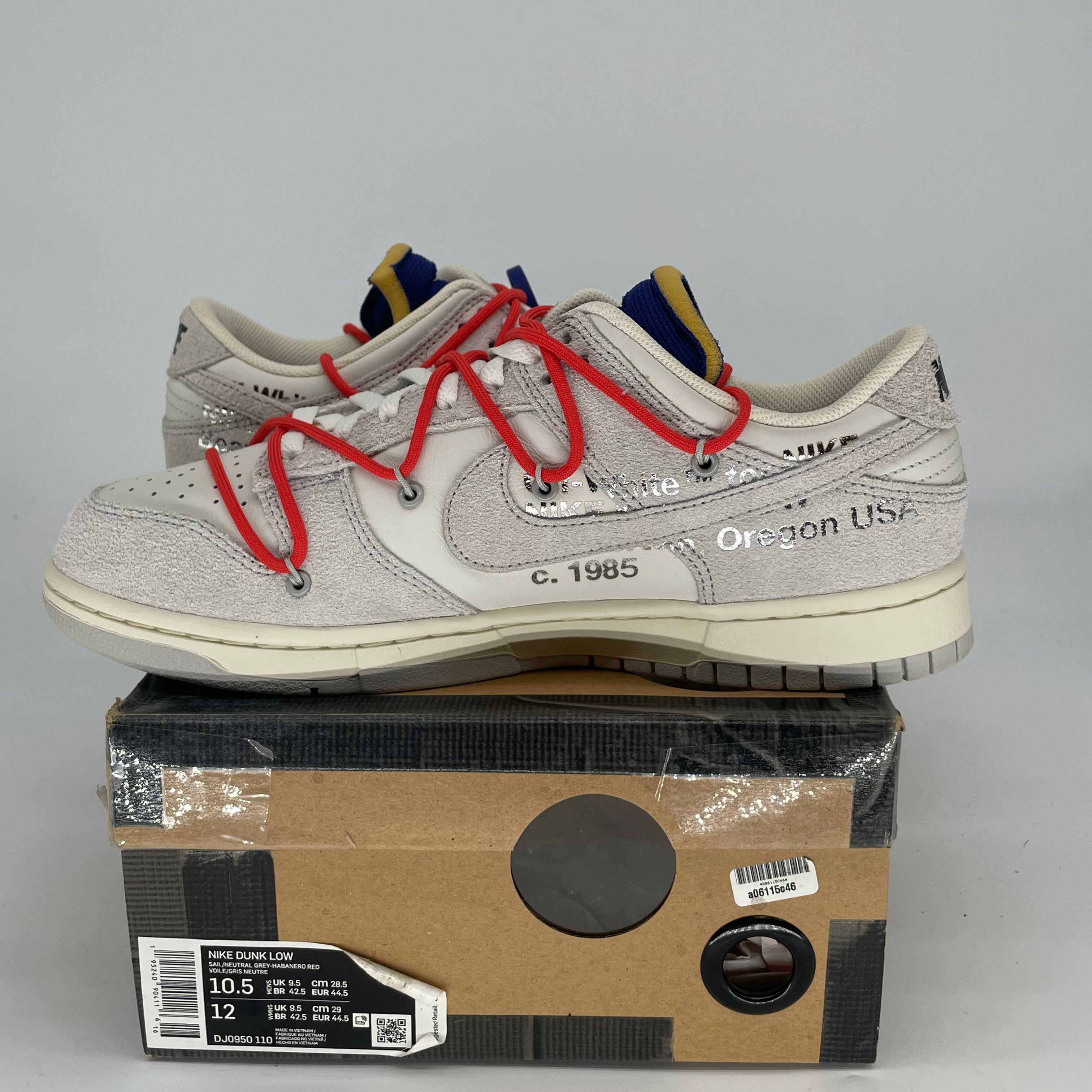 OFF WHITE X NIKE DUNK LOW LOT 13 DJ0950-110 SIZE 10.5/12W