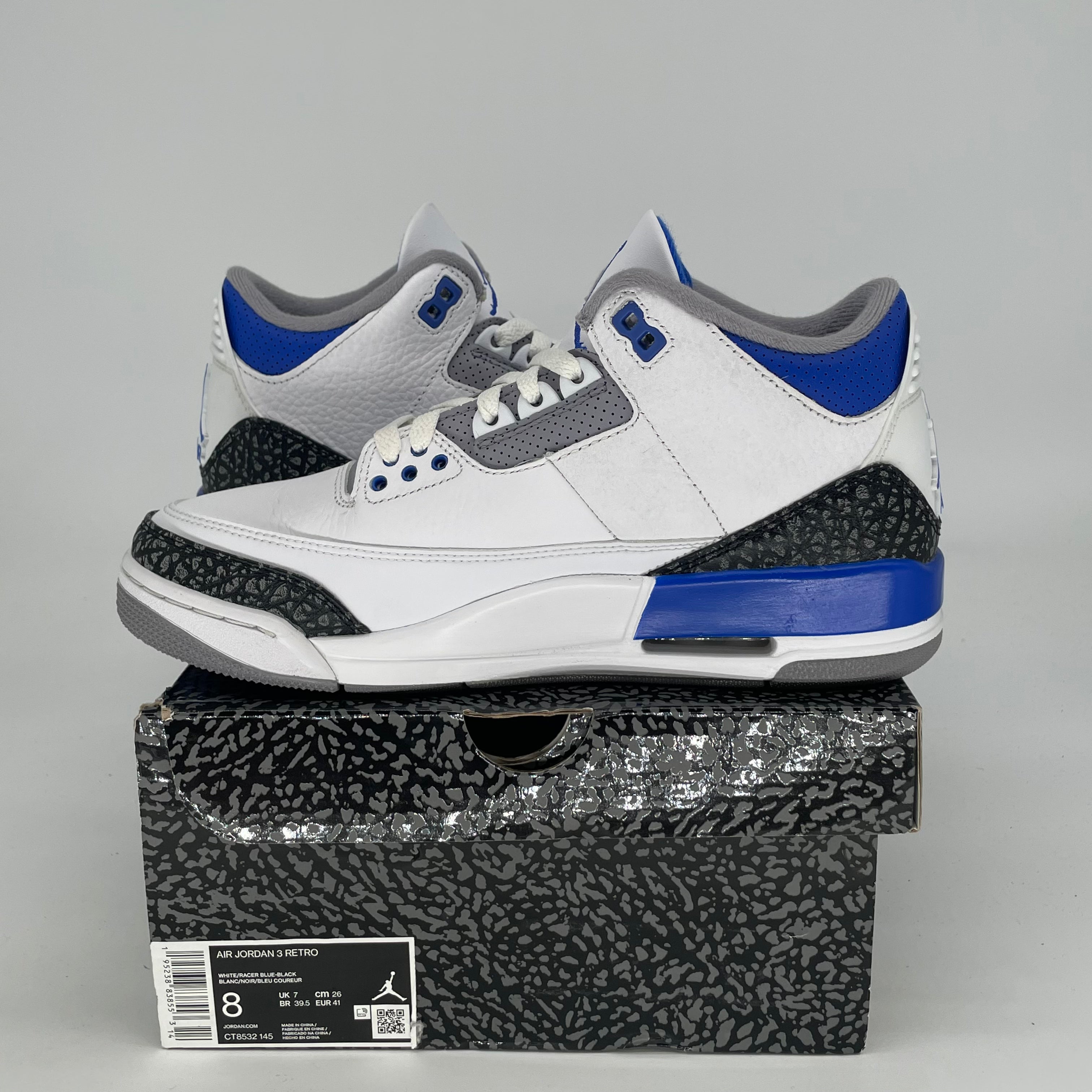 AIR JORDAN 3 RACER BLUE CT8532-145 SIZE 8/9.5W