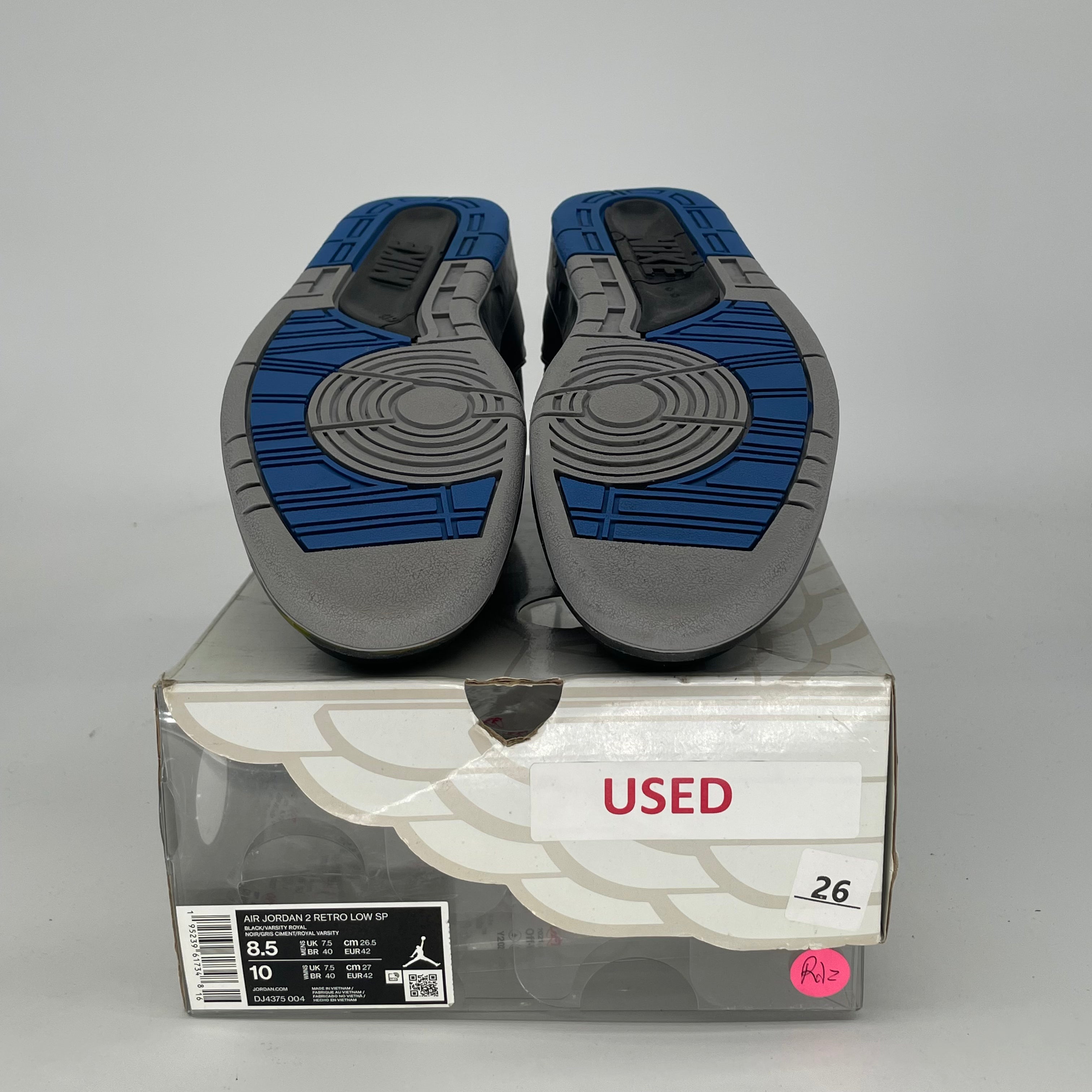 OFF WHITE X AIR JORDAN 2 LOW BLACK BLUE DJ4375-004 SIZE 8.5/10W