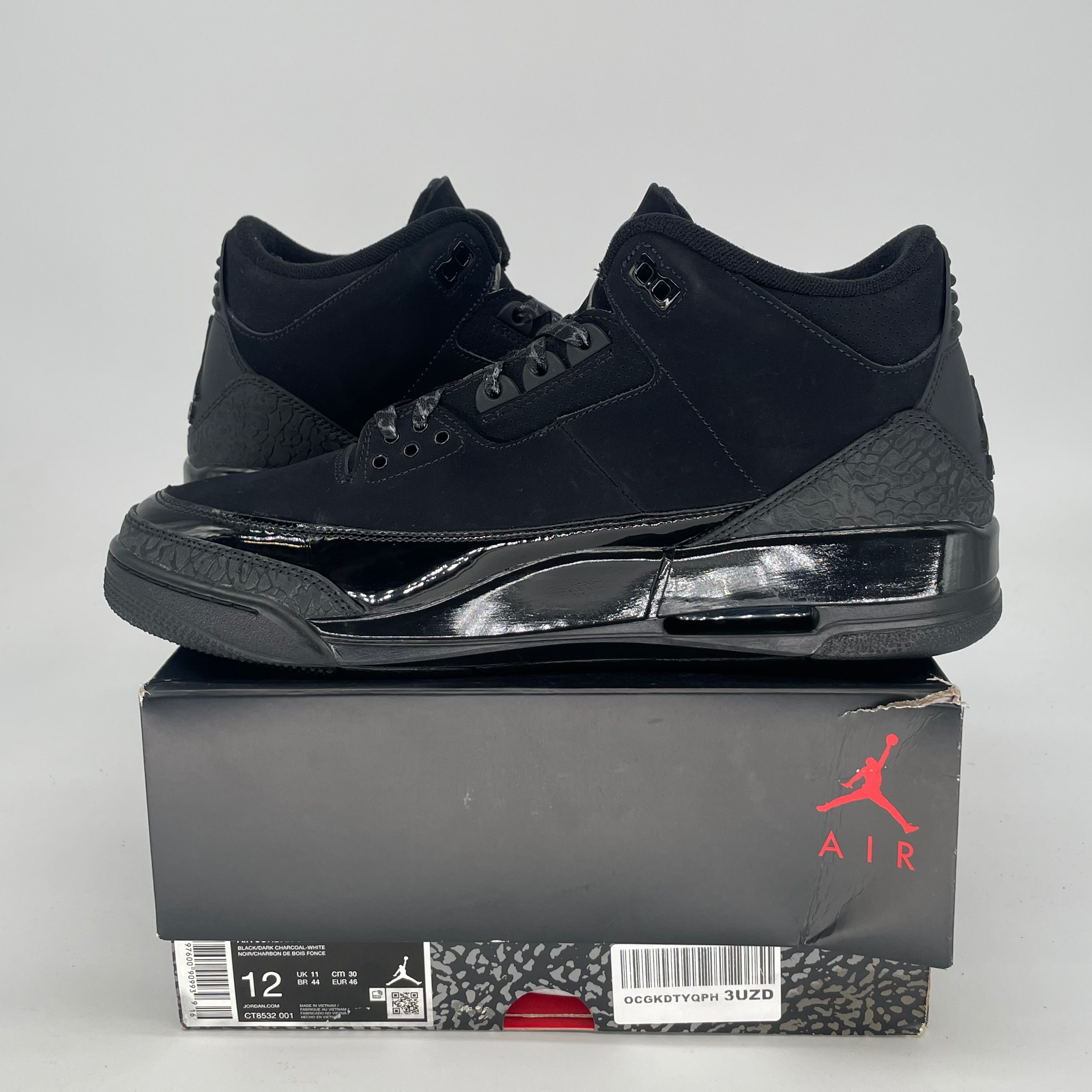 AIR JORDAN 3 BLACK CAT CT8532-001 SIZE 12/13.5W