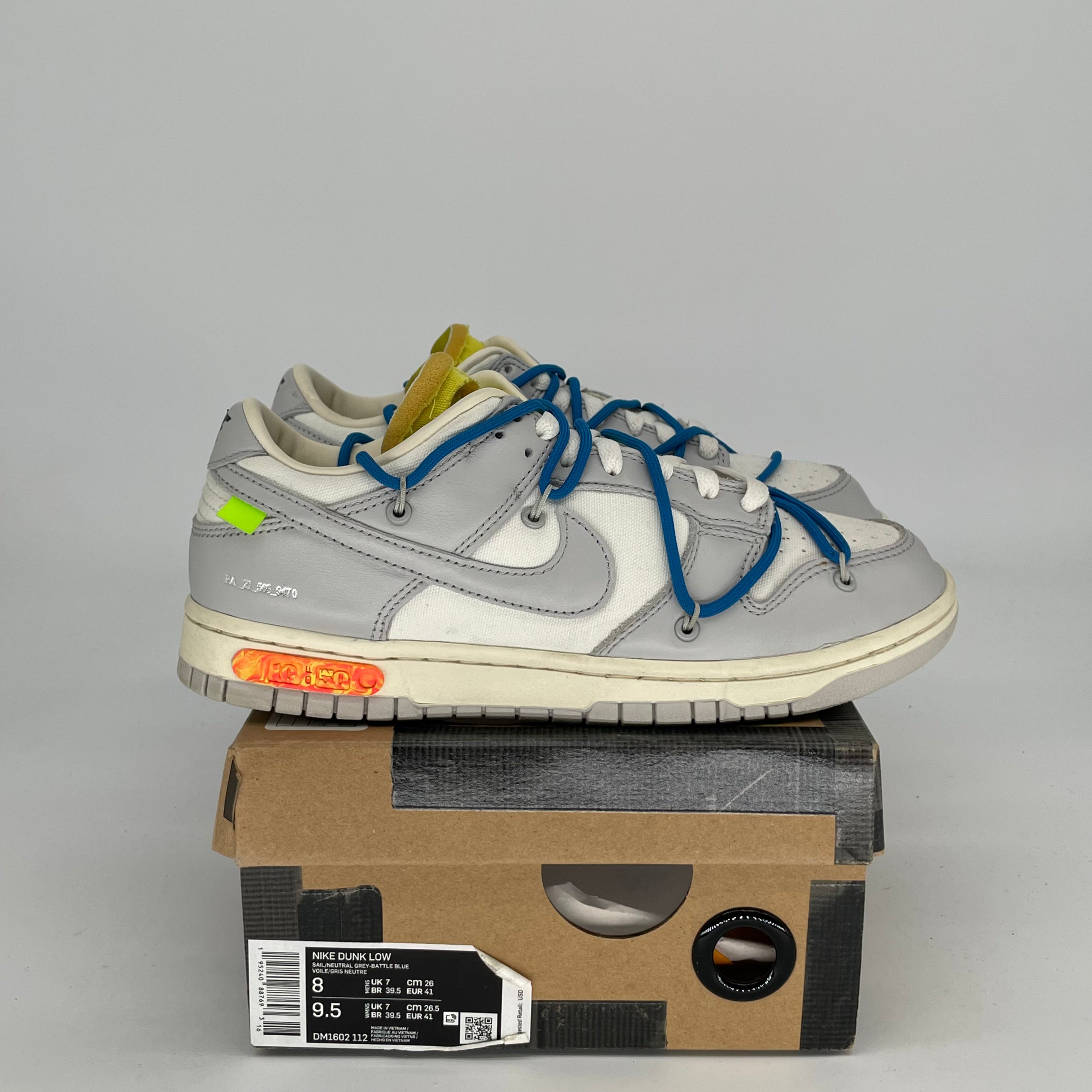 OFF WHITE X NIKE DUNK LOW LOT 10 SIZE 8/9.5W DM1602-112