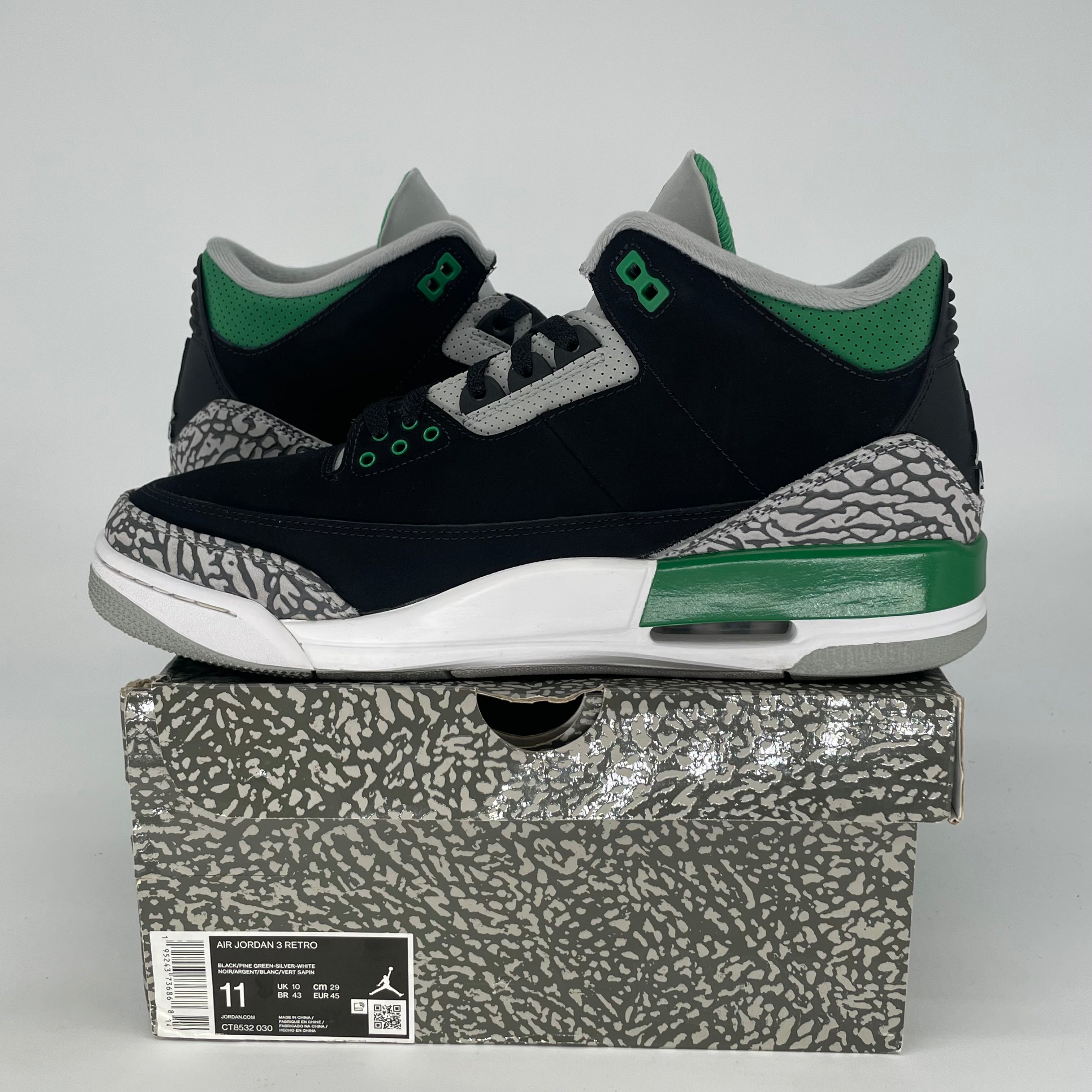 AIR JORDAN 3 PINE GREEN CT8532-030 SIZE 11/12.5W
