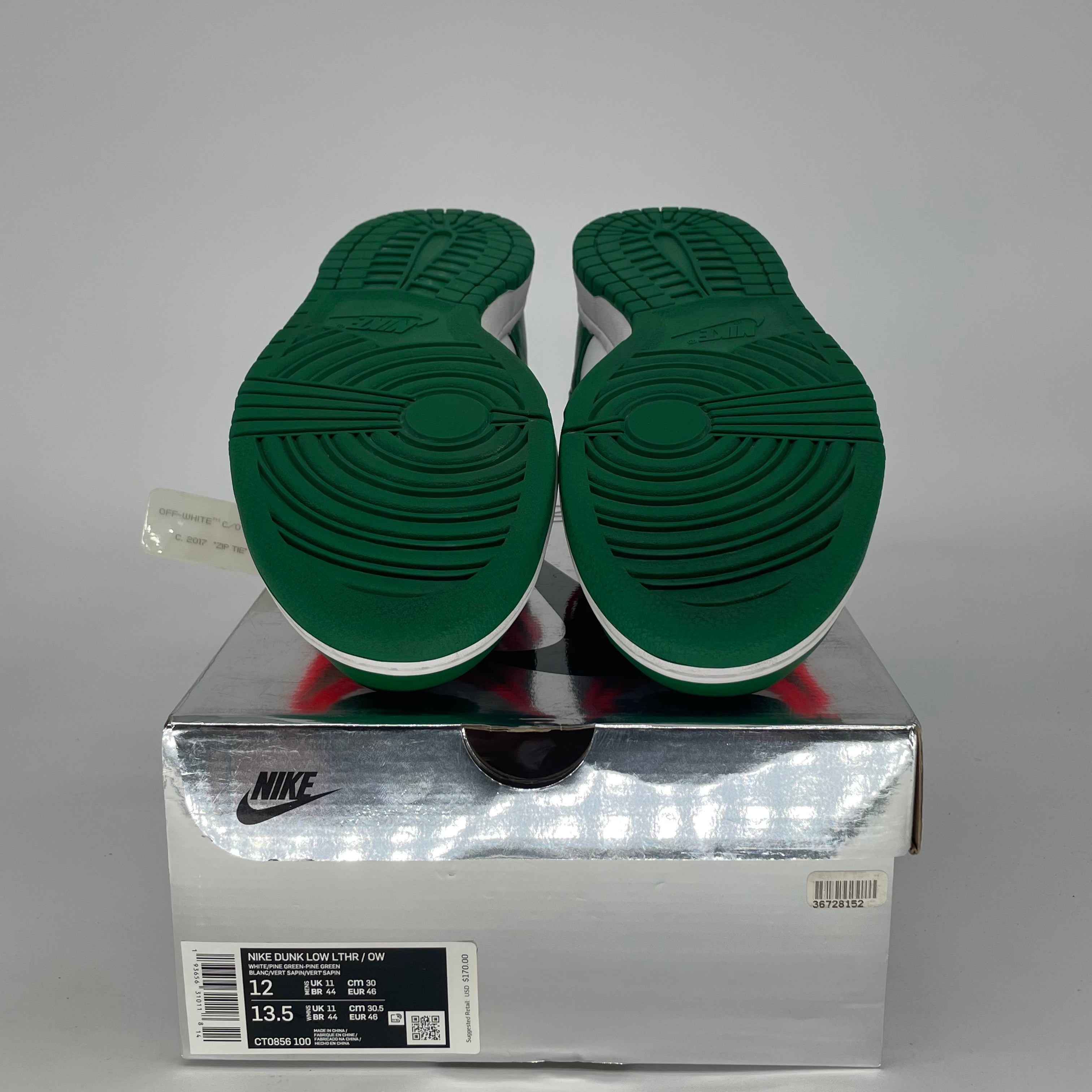 OFF WHITE X NIKE DUNK LOW PINE GREEN CT0856-100 SIZE 12/13.5W