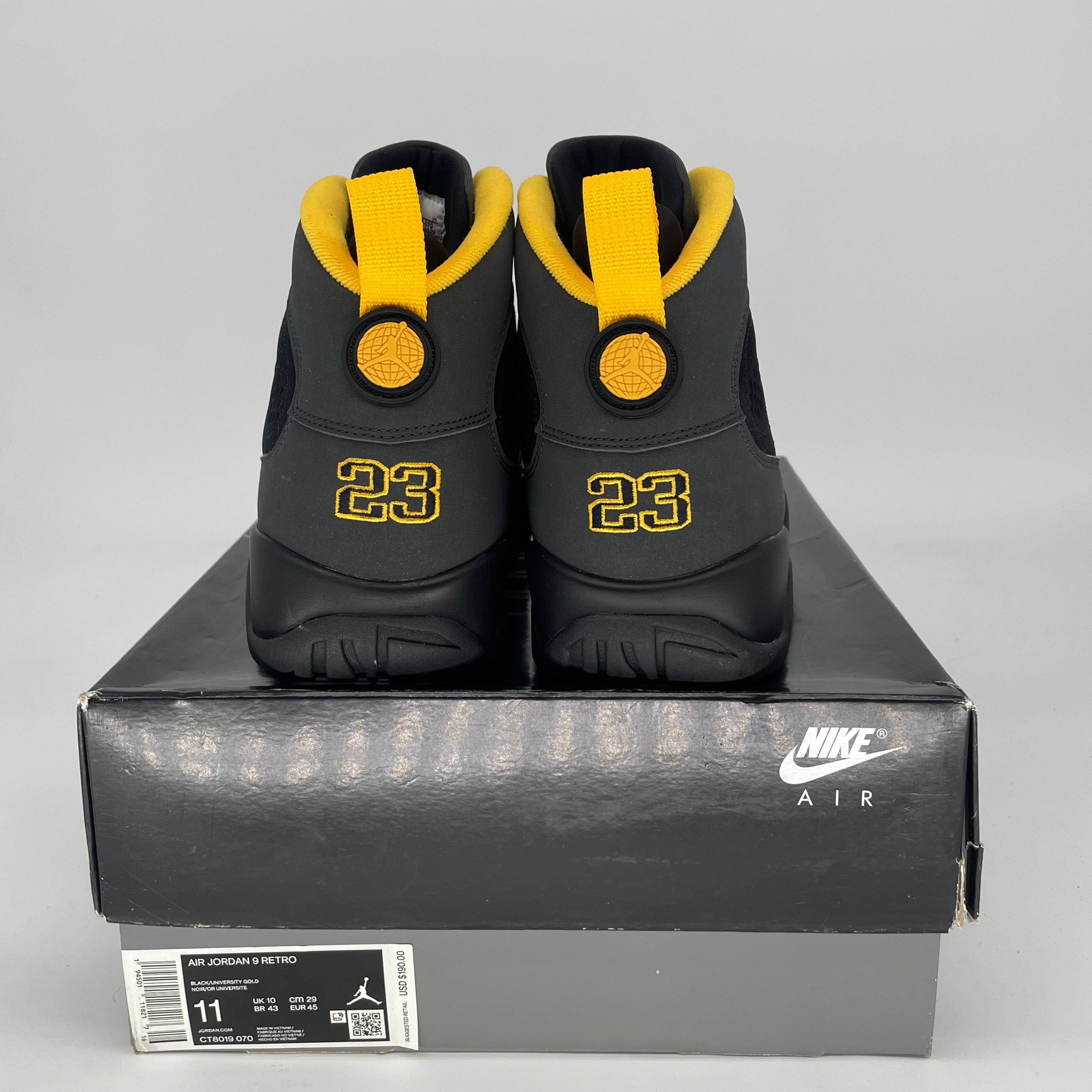 AIR JORDAN 9 UNIVERSITY GOLD CT8019-070 SIZE 11/12.5W