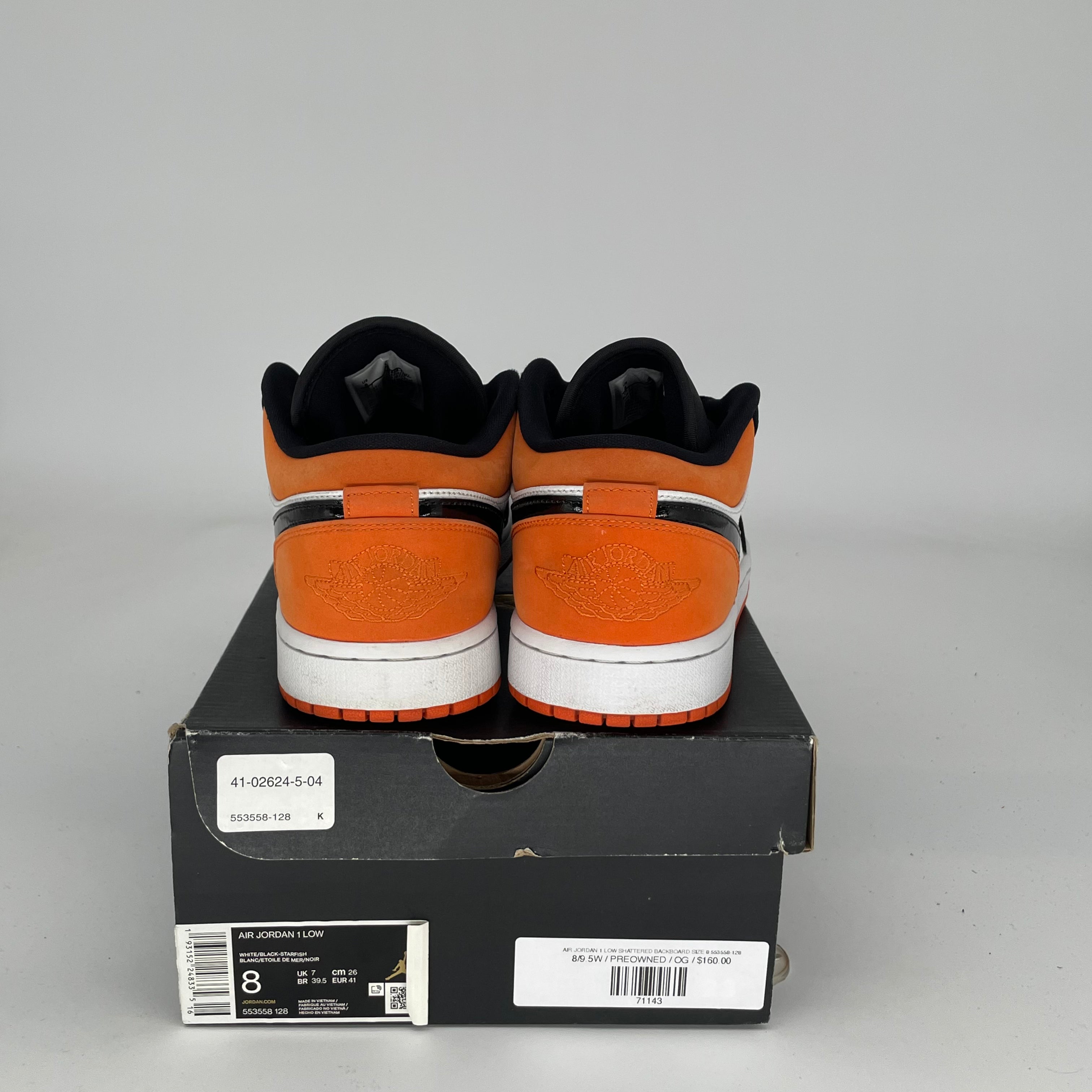 AIR JORDAN 1 LOW SHATTERED BACKBOARD SIZE 8 553558-128