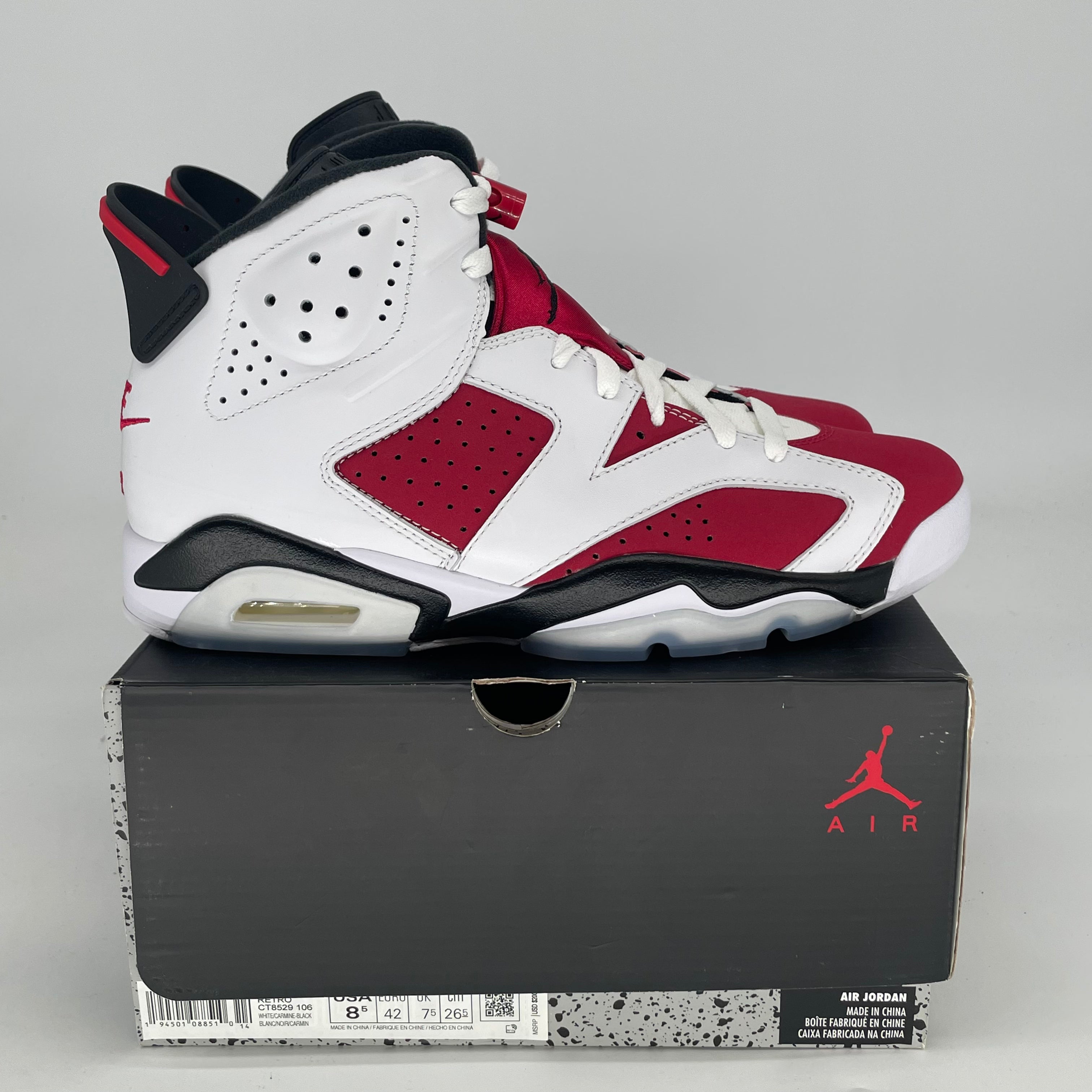 AIR JORDAN 6 CARMINE CT8529-106 SIZE 8.5/10W