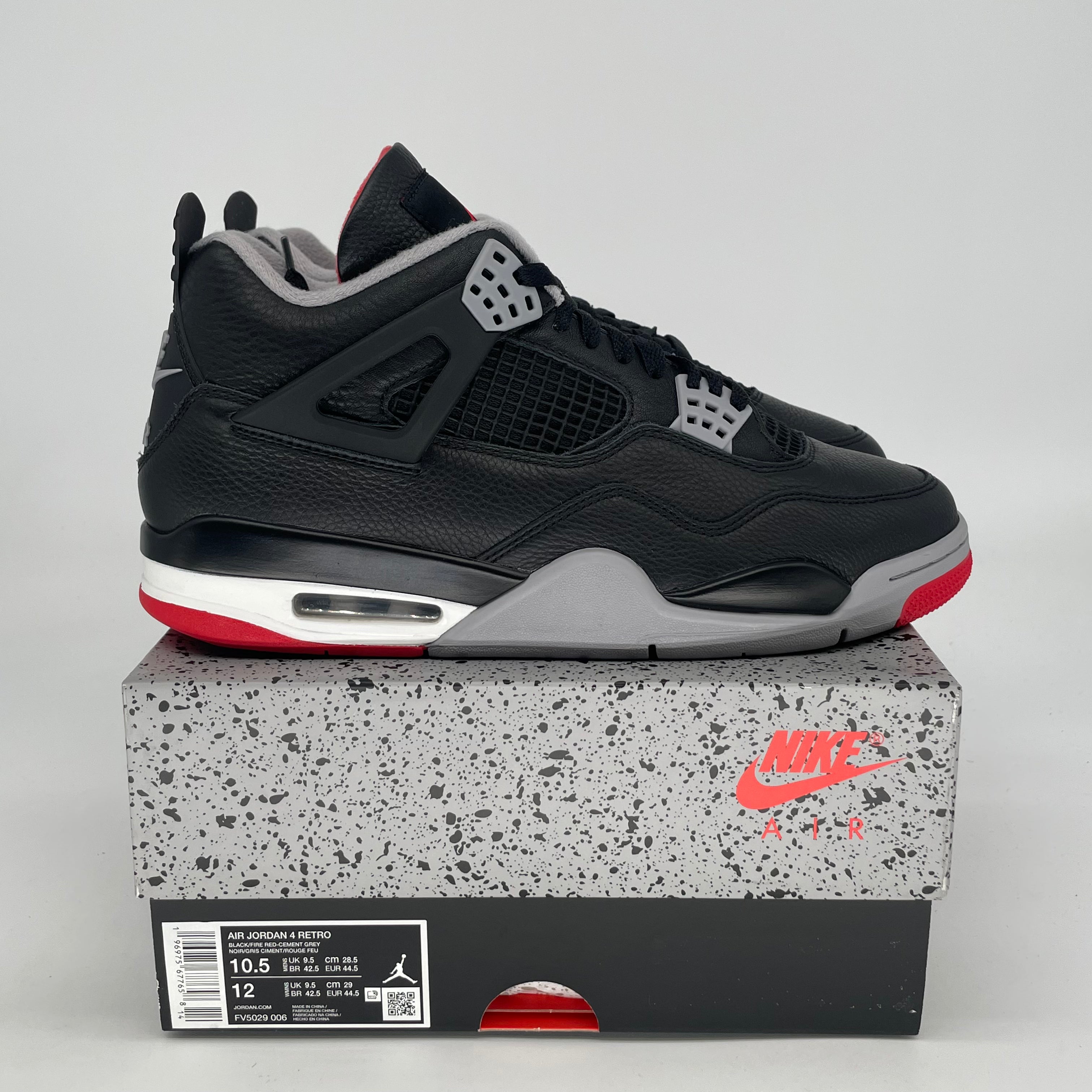 AIR JORDAN 4 BRED REIMAGINED FV5029-006 SIZE 10.5/12W