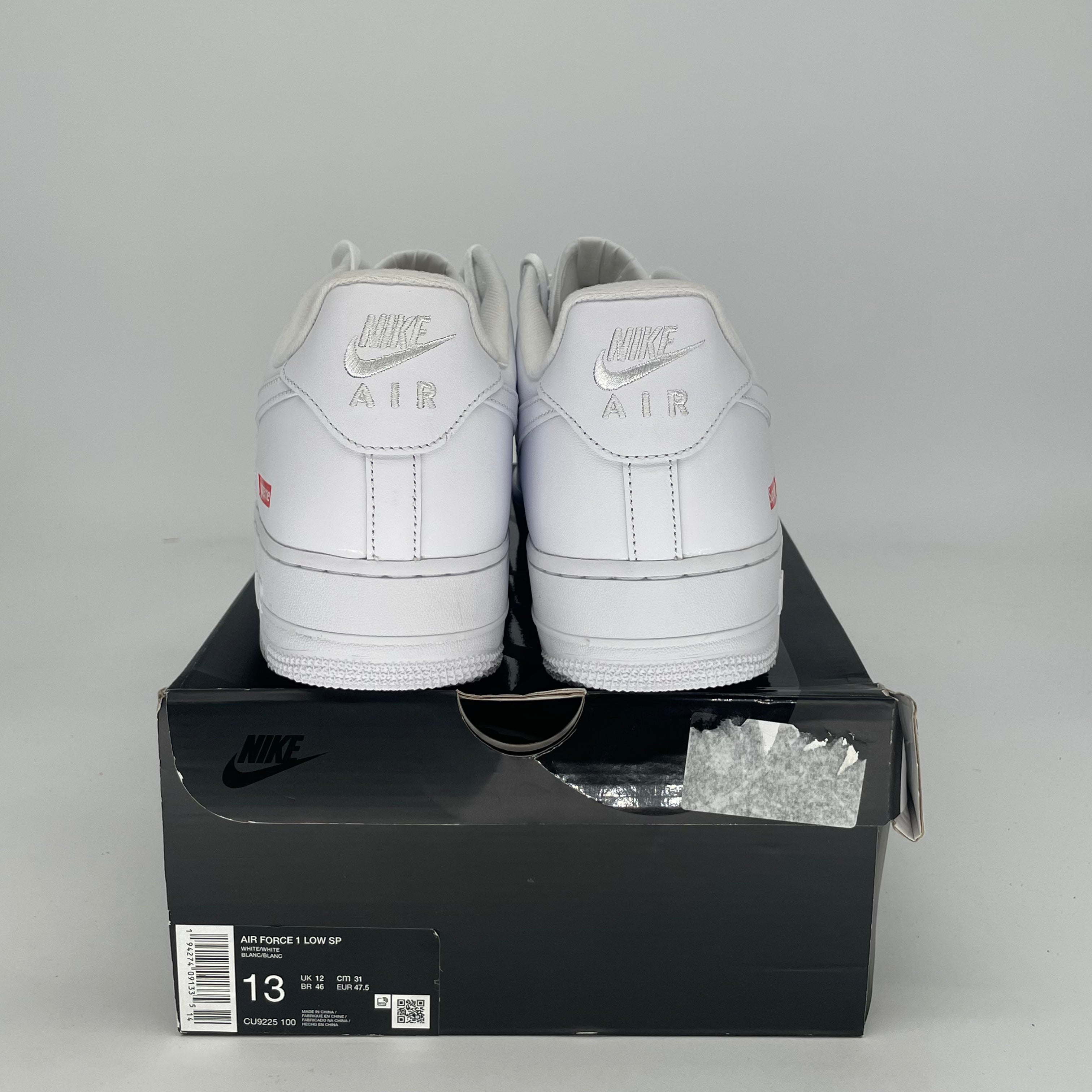 SUPREME X NIKE AIR FORCE 1 LOW WHITE CU9225-100 SIZE 13/14.5W