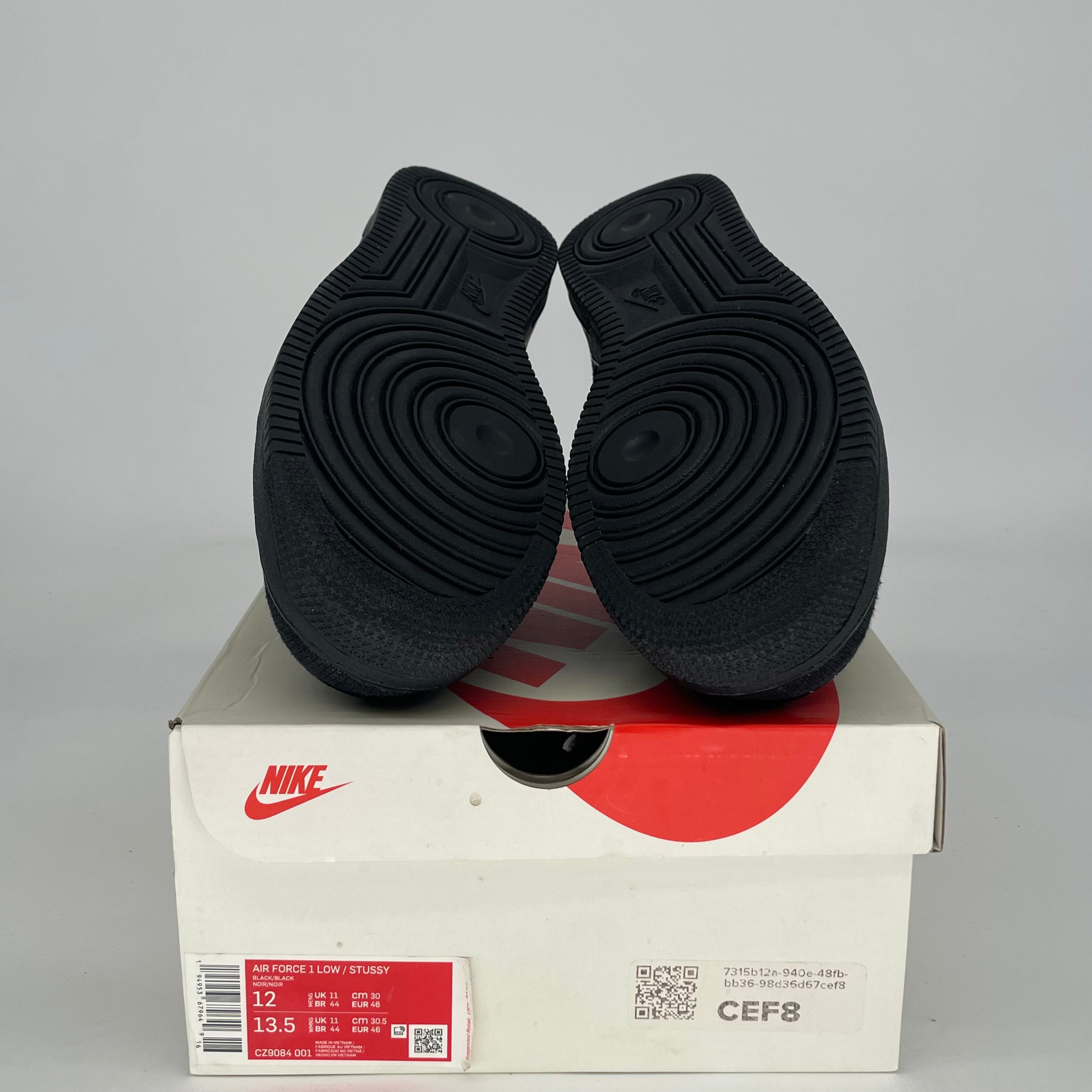 STUSSY X NIKE AIR FORCE 1 LOW BLACK CZ9084-001 SIZE 12/13.5W