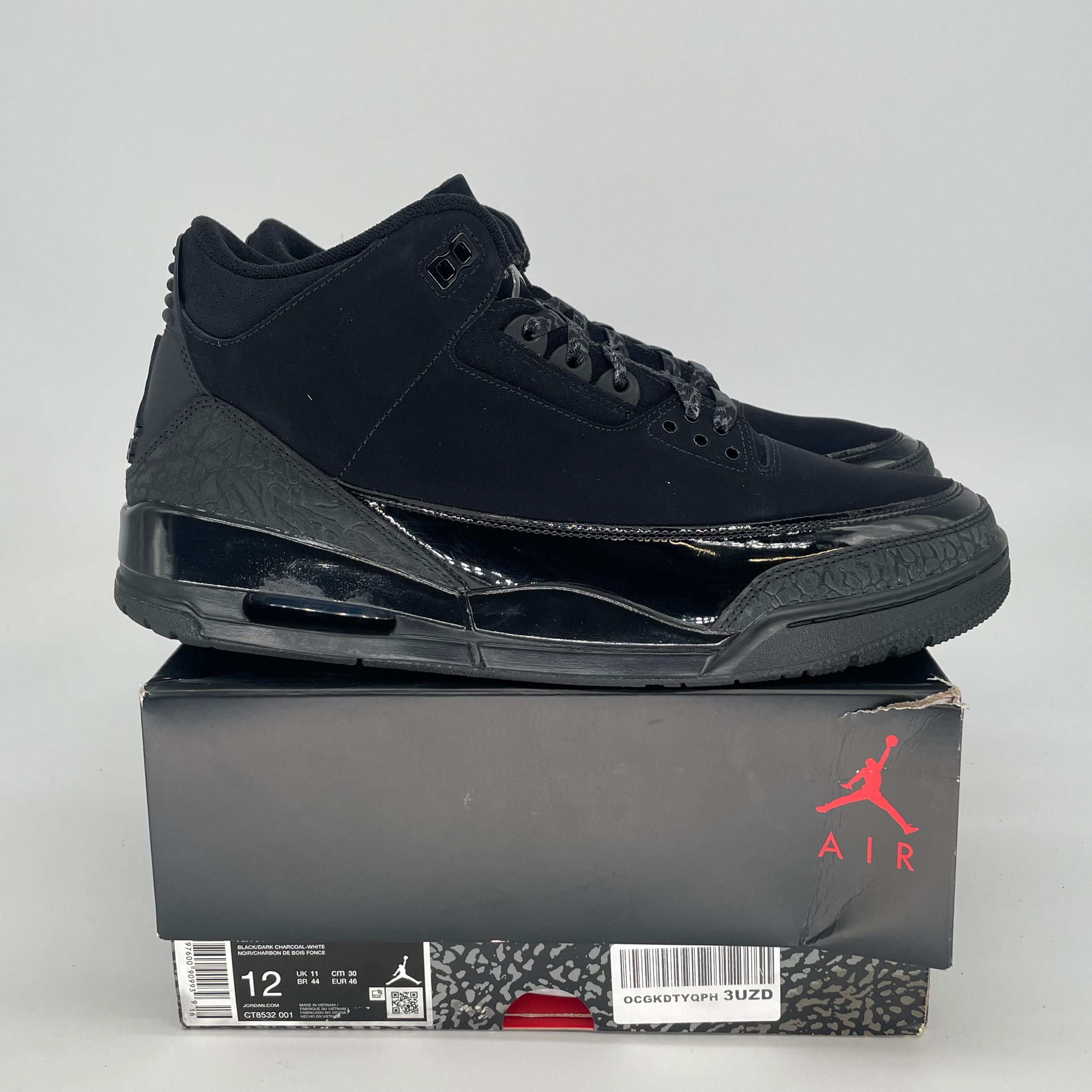 AIR JORDAN 3 BLACK CAT CT8532-001 SIZE 12/13.5W