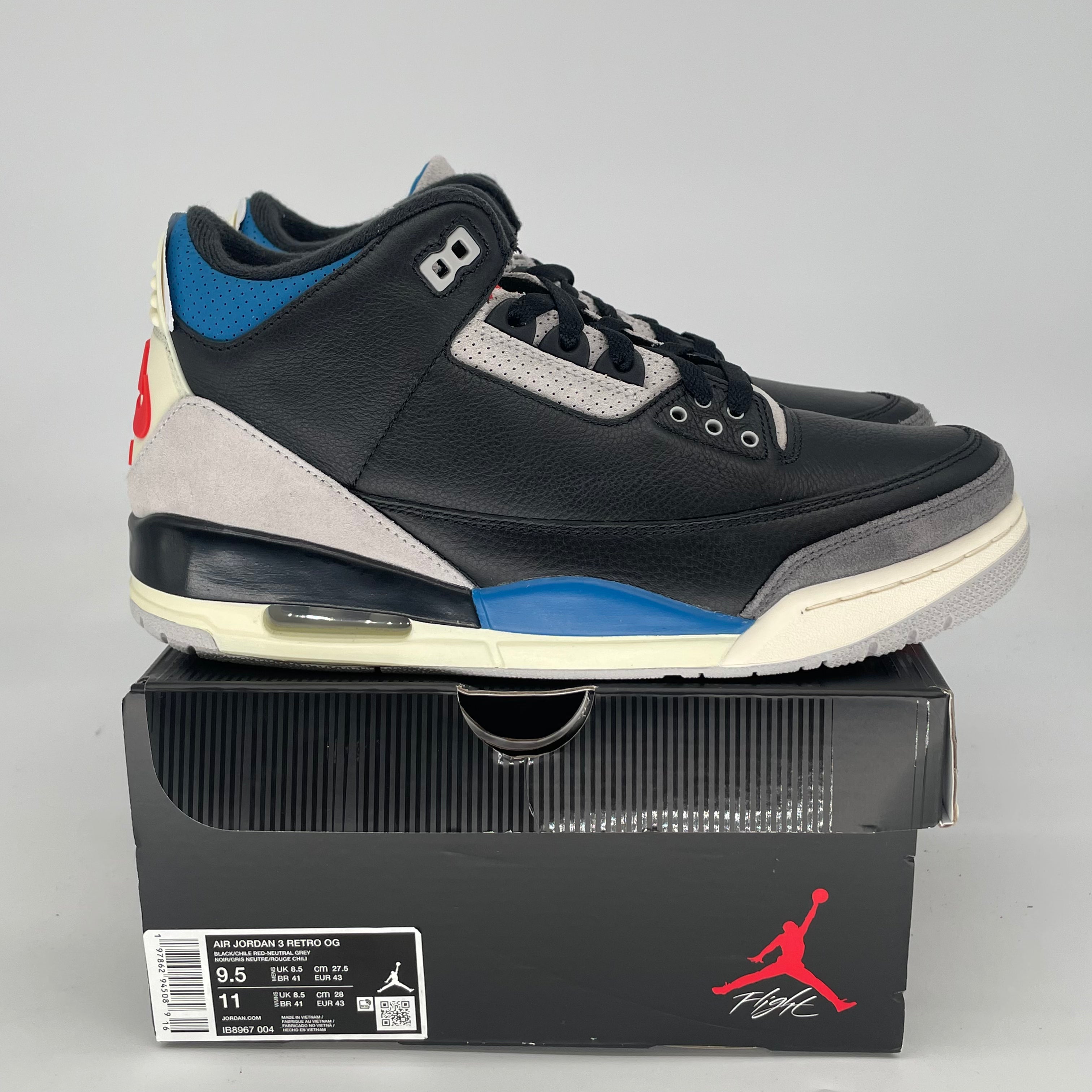 AIR JORDAN 3 RARE AIR IB8967-004 SIZE 9.5/11W