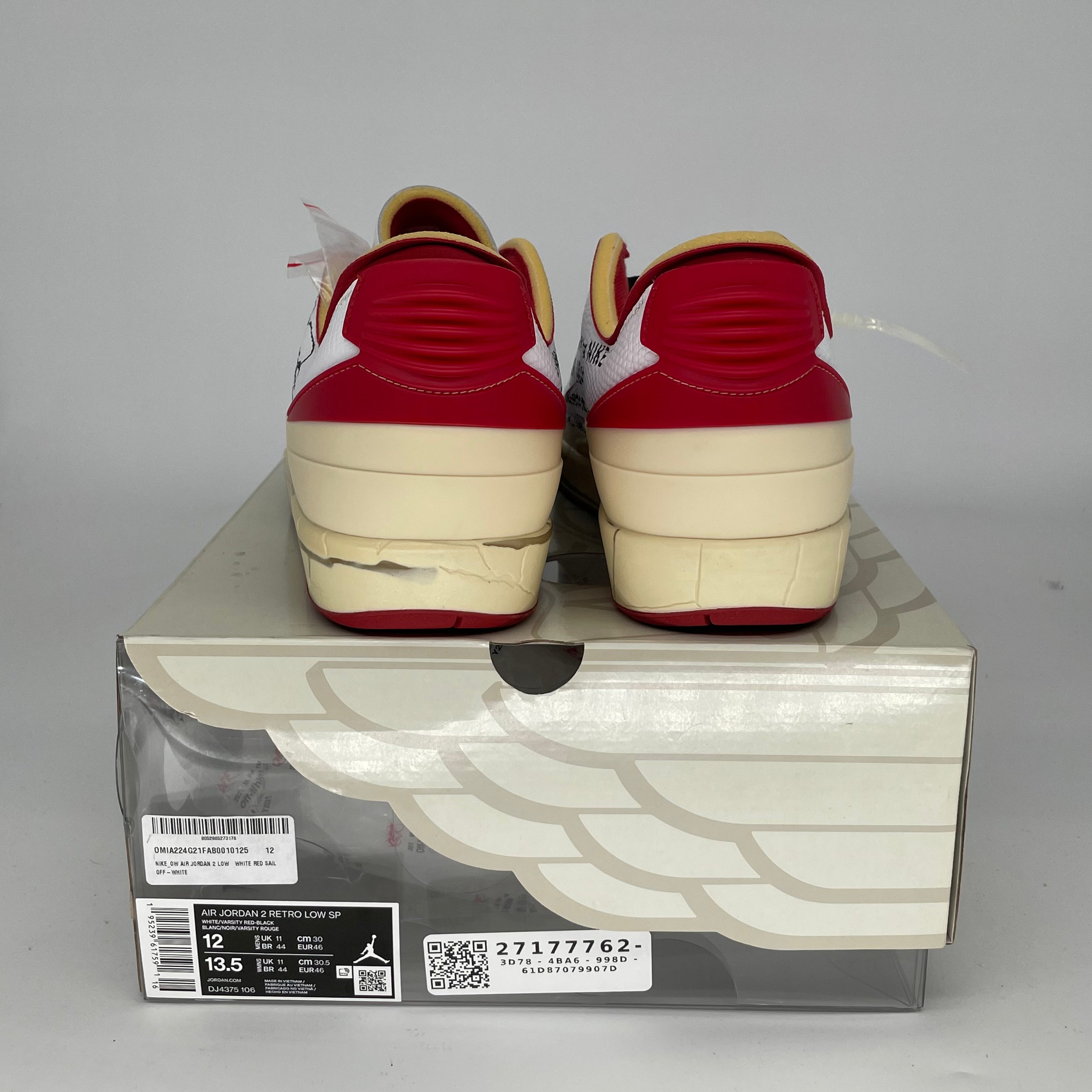 OFF WHITE X AIR JORDAN 2 LOW WHITE RED SIZE 12 DJ4375-106