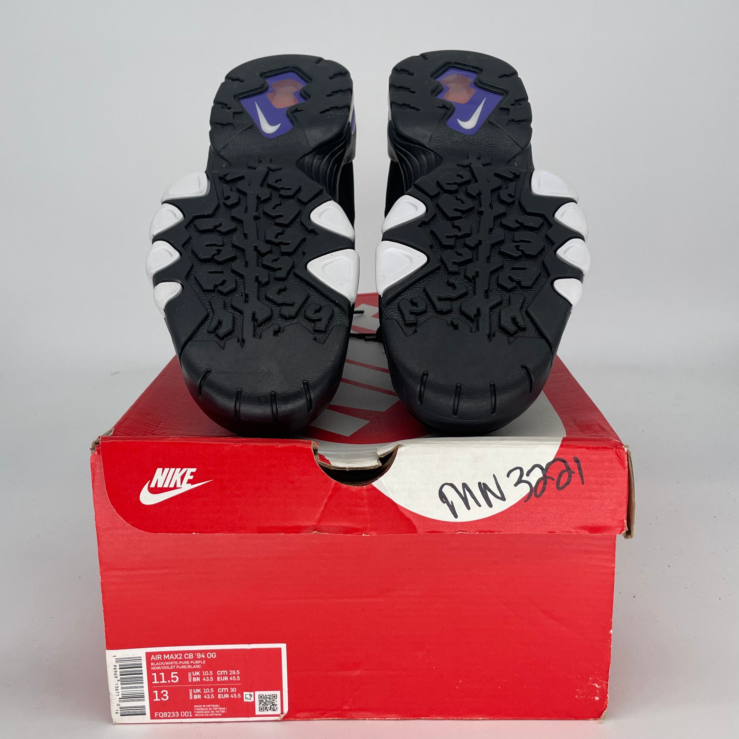NIKE AIR MAX 2 CB 94 BLACK WHITE PURPLE CZ7871-001 SIZE 11.5/13W
