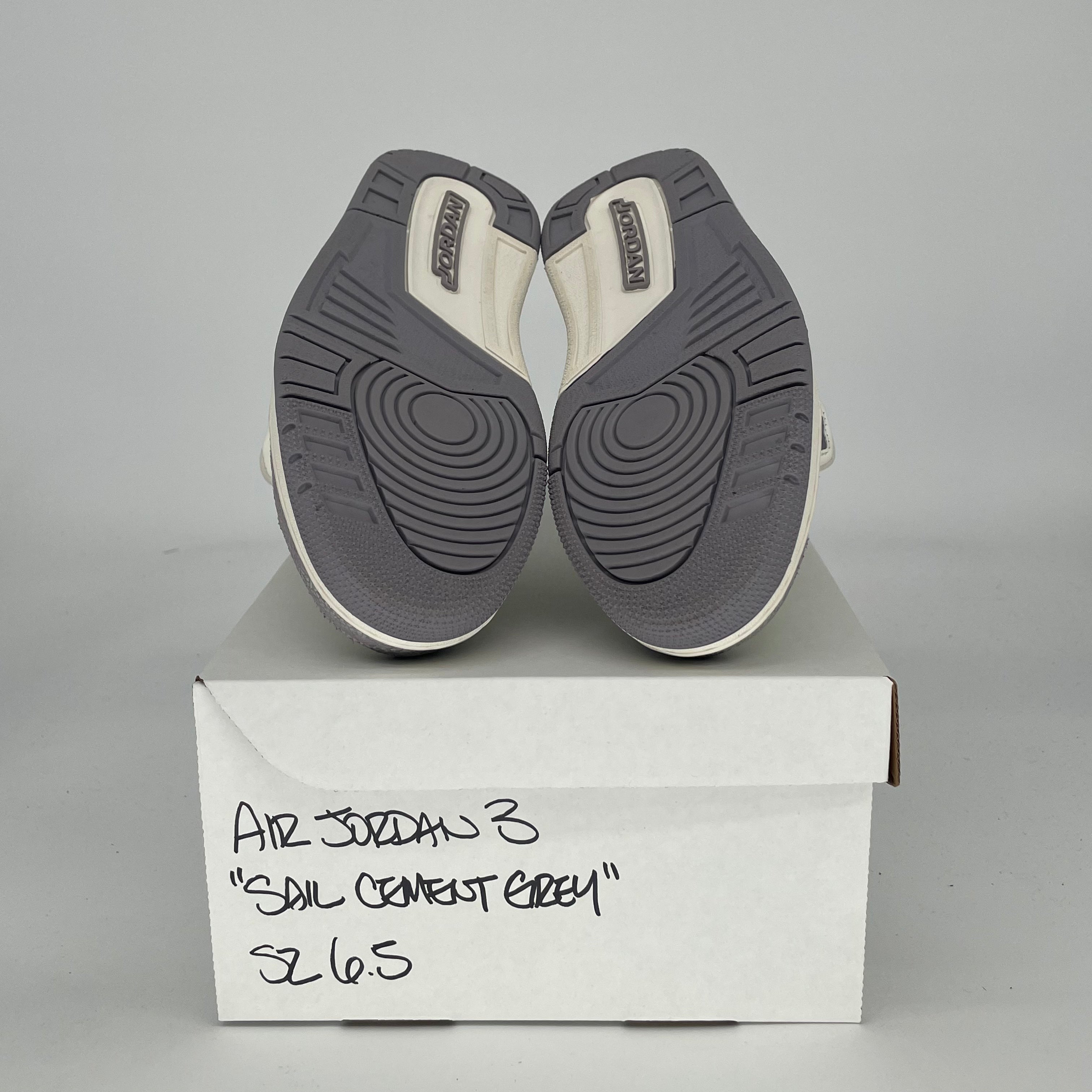 AIR JORDAN 3 SAIL CEMENT GREY W CK9246-100 SIZE 6.5/8W