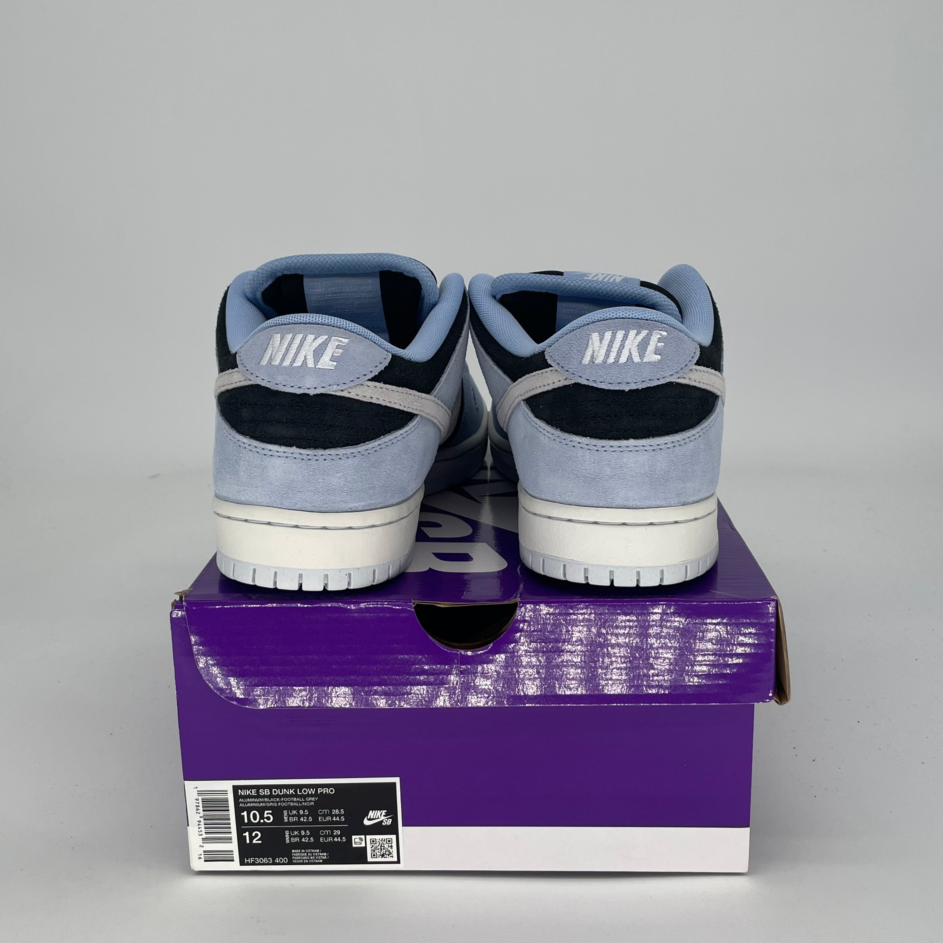 NIKE SB DUNK LOW BLACK ALUMINUM HF3063-400 SIZE 10.5/12W