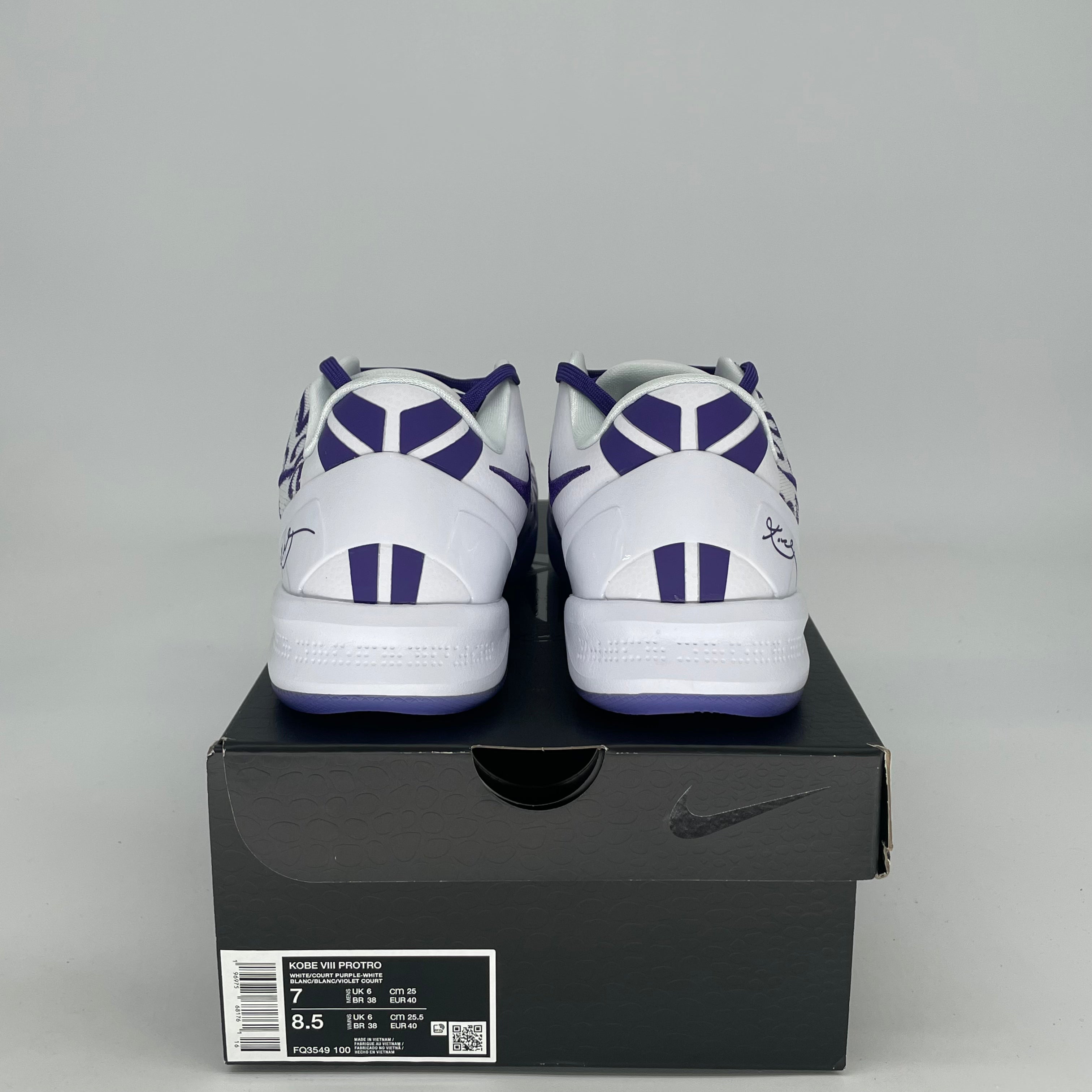 NIKE KOBE 8 PROTRO COURT PURPLE FQ3549-100 SIZE 7/8.5W