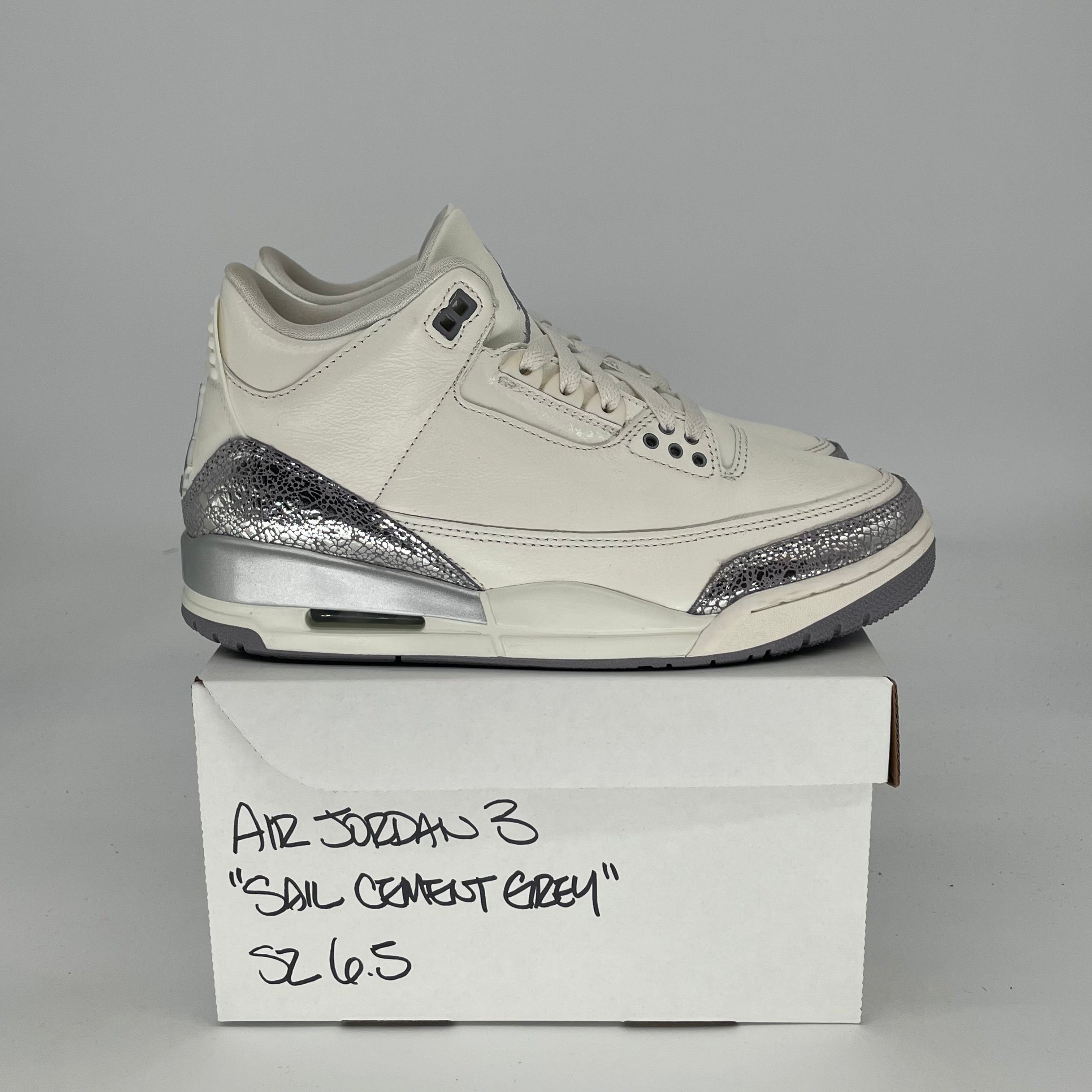 AIR JORDAN 3 SAIL CEMENT GREY W CK9246-100 SIZE 6.5/8W
