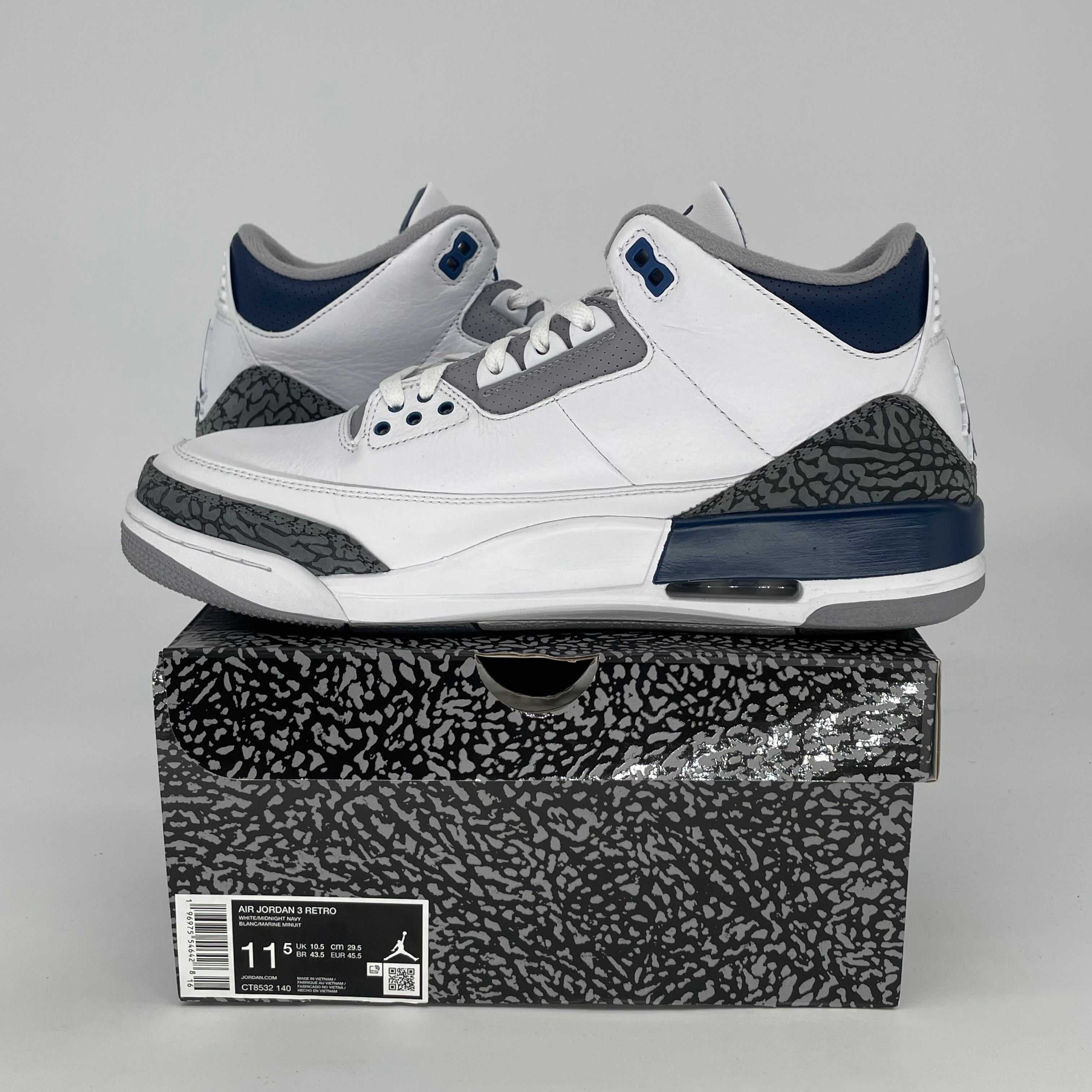 AIR JORDAN 3 MIDNIGHT NAVY CT8532-140 SIZE 11.5/13W