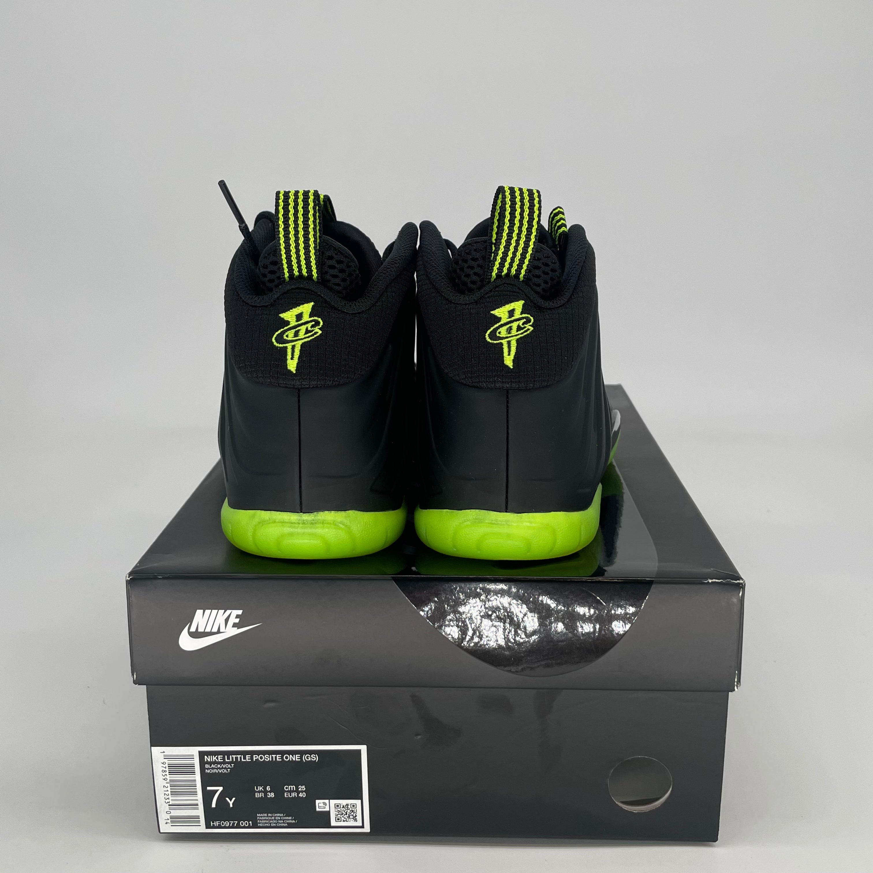 NIKE LITTLE POSITE ONE BLACK VOLT HF0977-001 SIZE 7/8.5W
