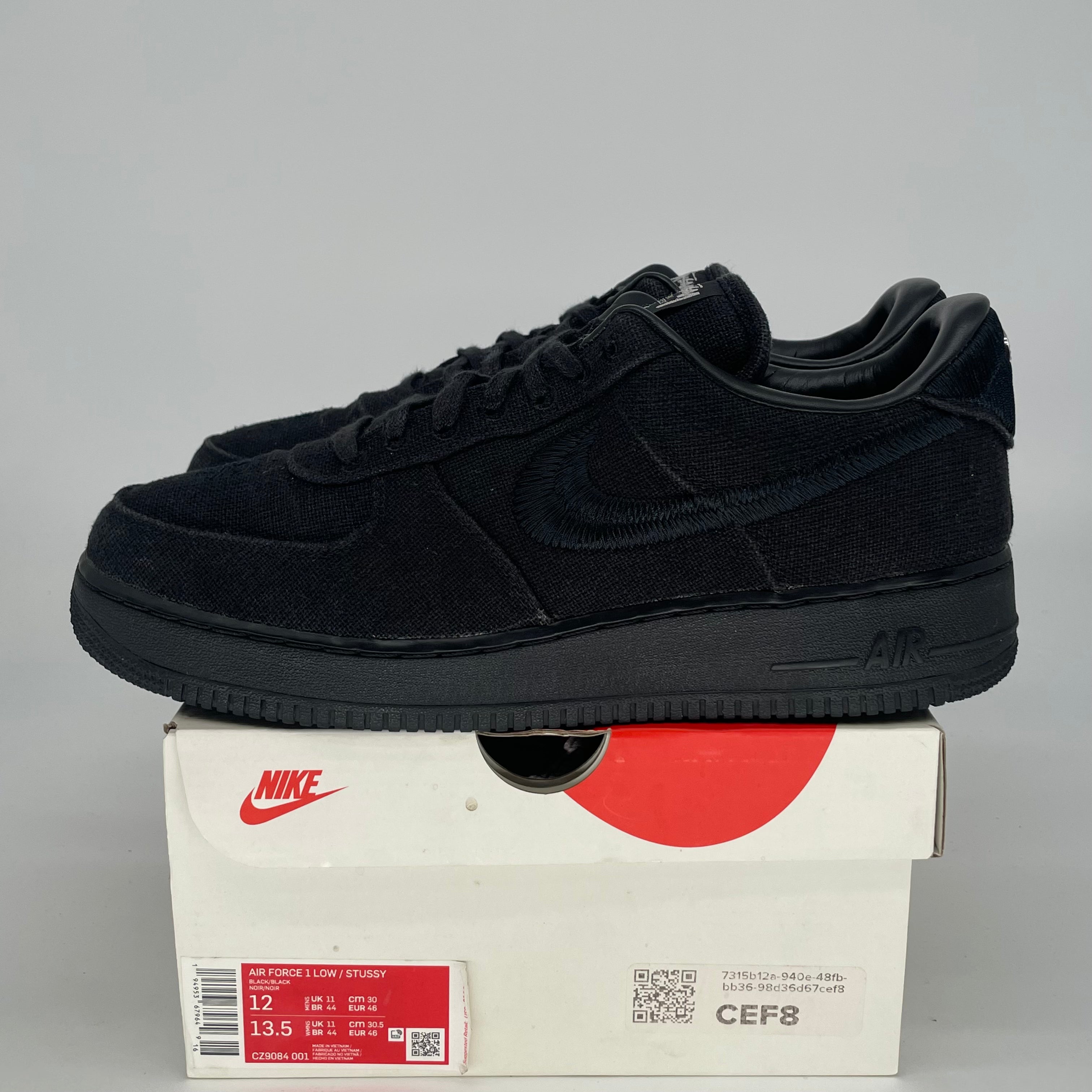 STUSSY X NIKE AIR FORCE 1 LOW BLACK CZ9084-001 SIZE 12/13.5W